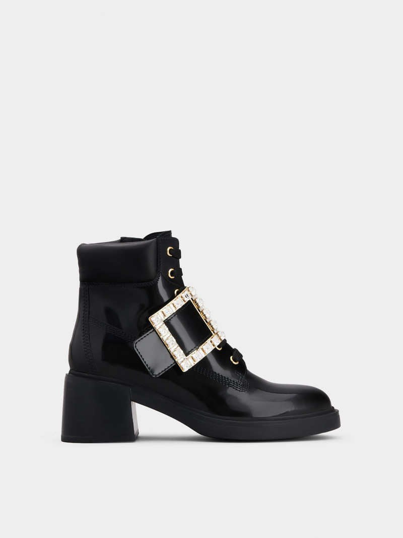 Viv' Rangers Strass Buckle Ankle Boots in Leather 1