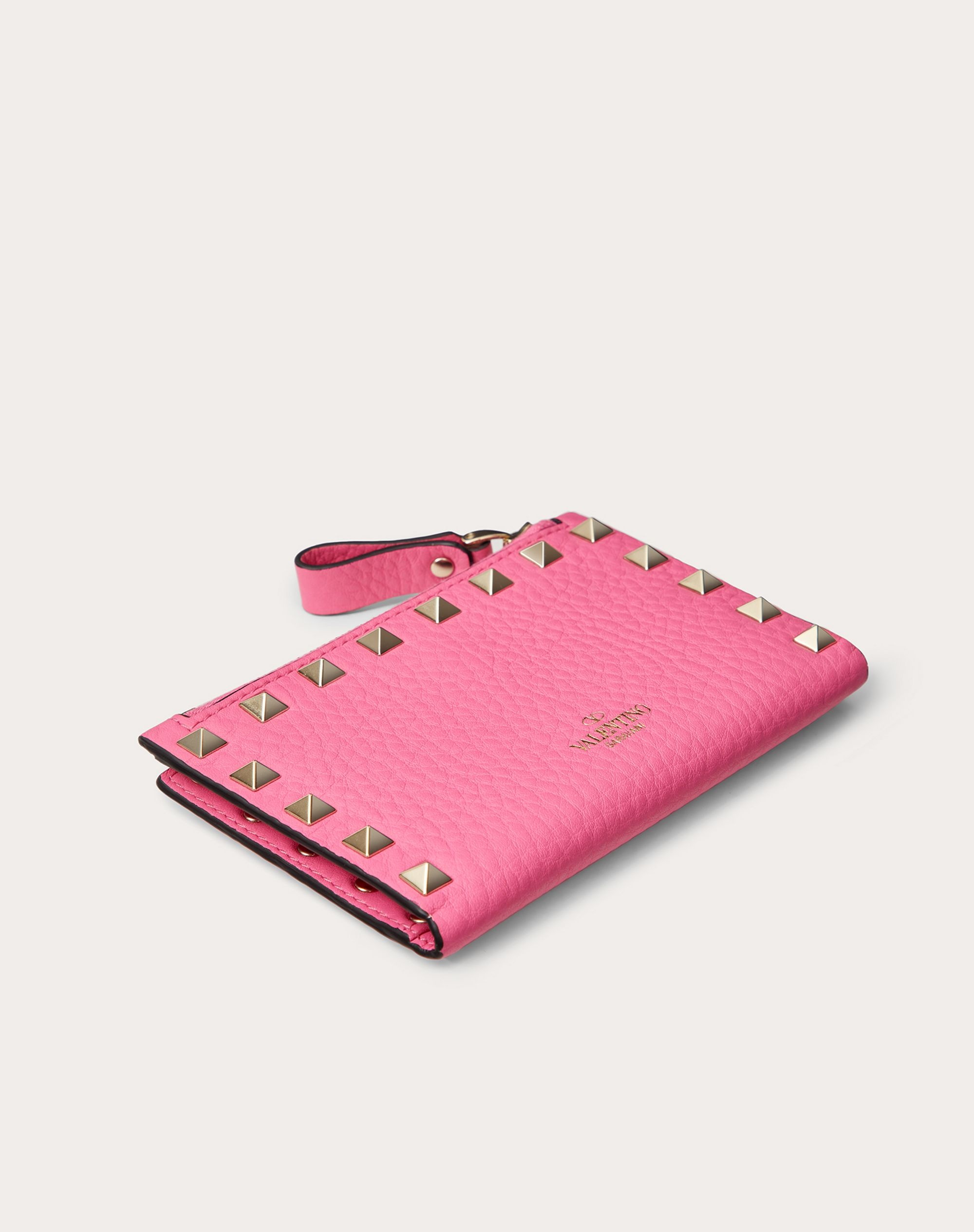 ROCKSTUD GRAINY CALFSKIN CARDHOLDER WITH ZIPPER - 3