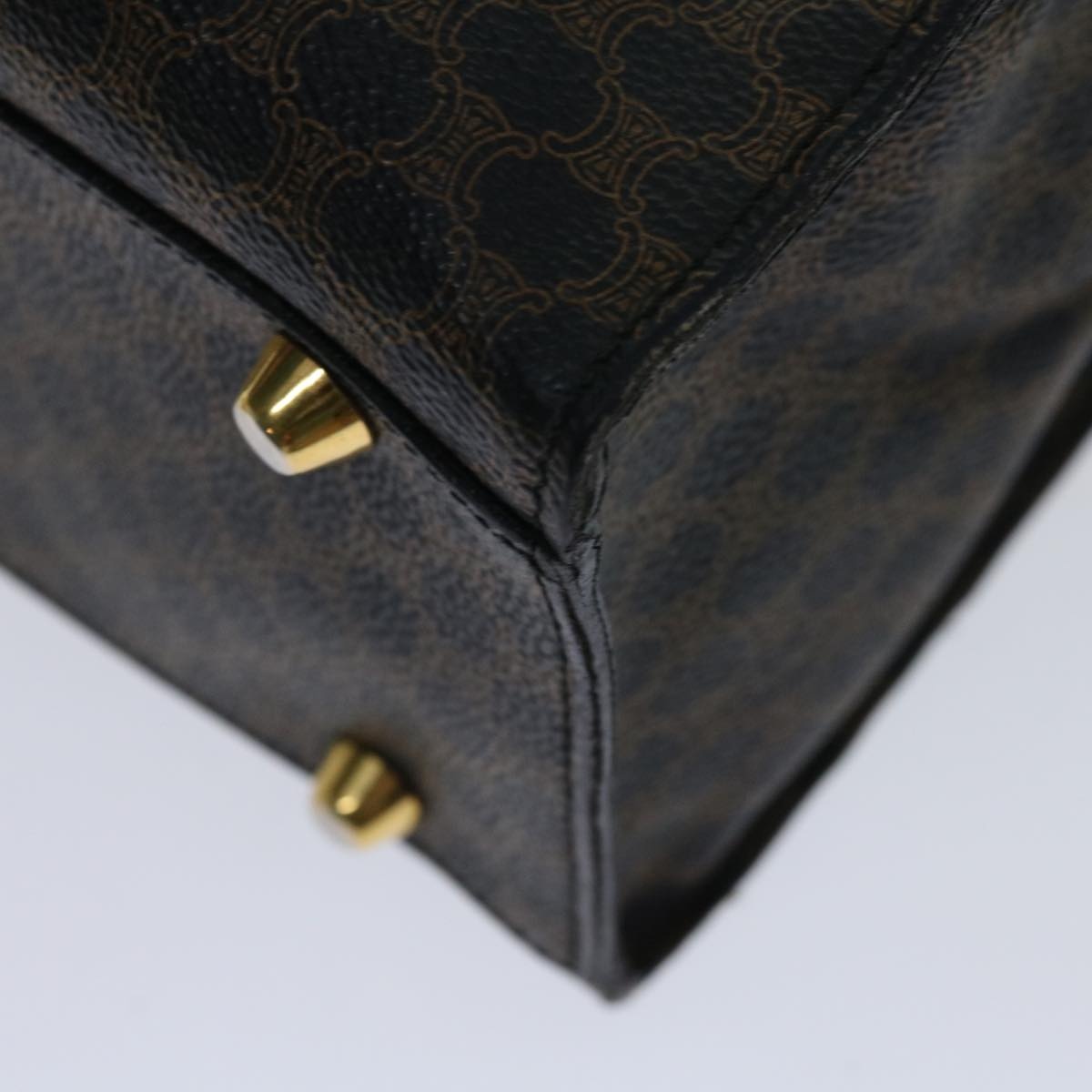 CELINE Macadam Canvas Hand Bag Pvc Brown Black - 15