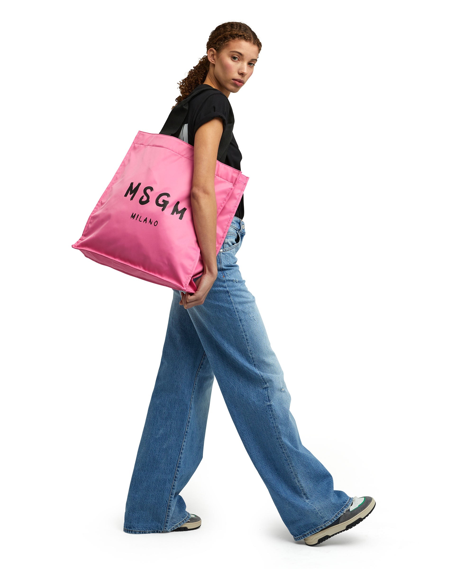 MSGM signature nylon tote bag with brush stroke logo - 5