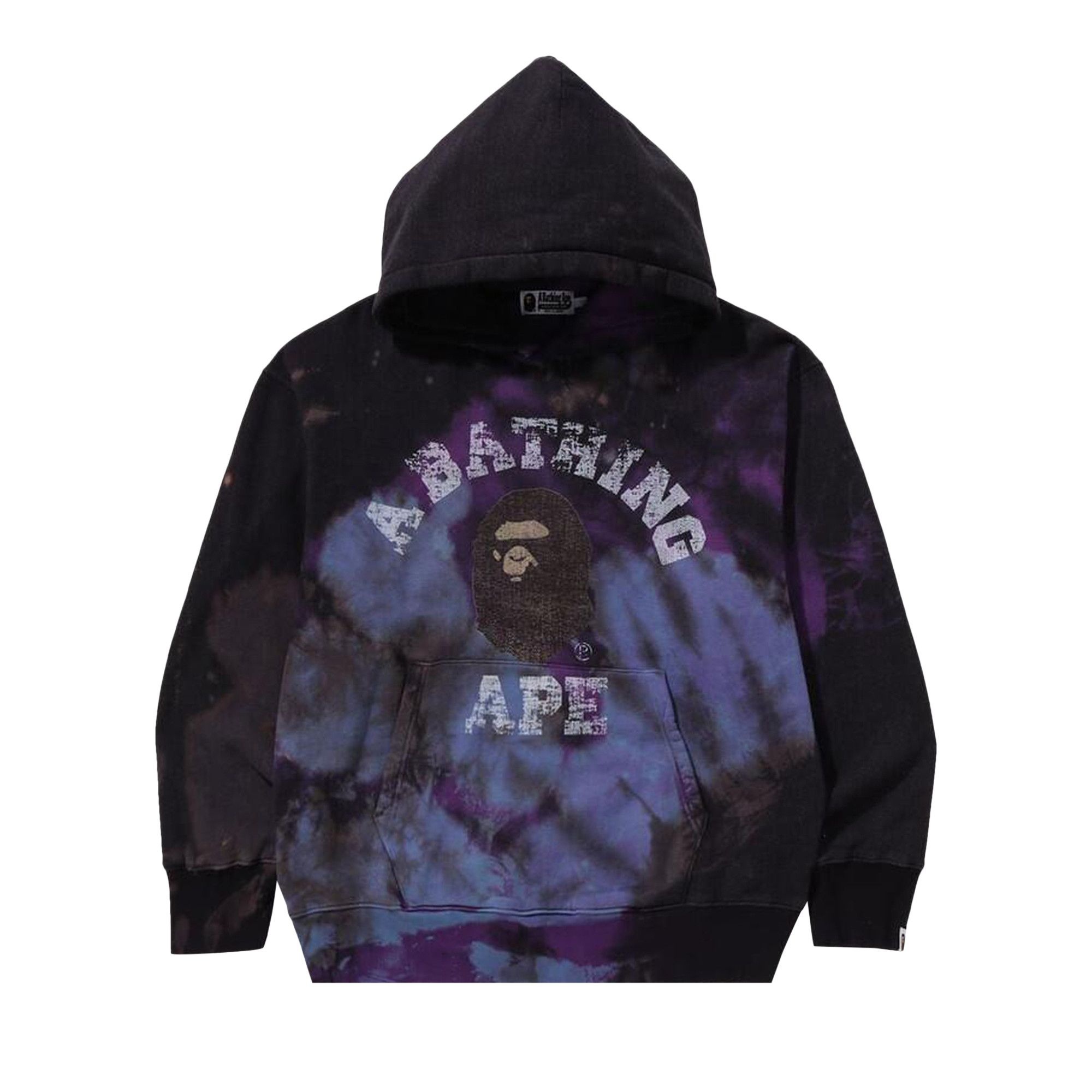 BAPE Tie Dye College Relaxed Fit Pullover Hoodie 'Black' - 1