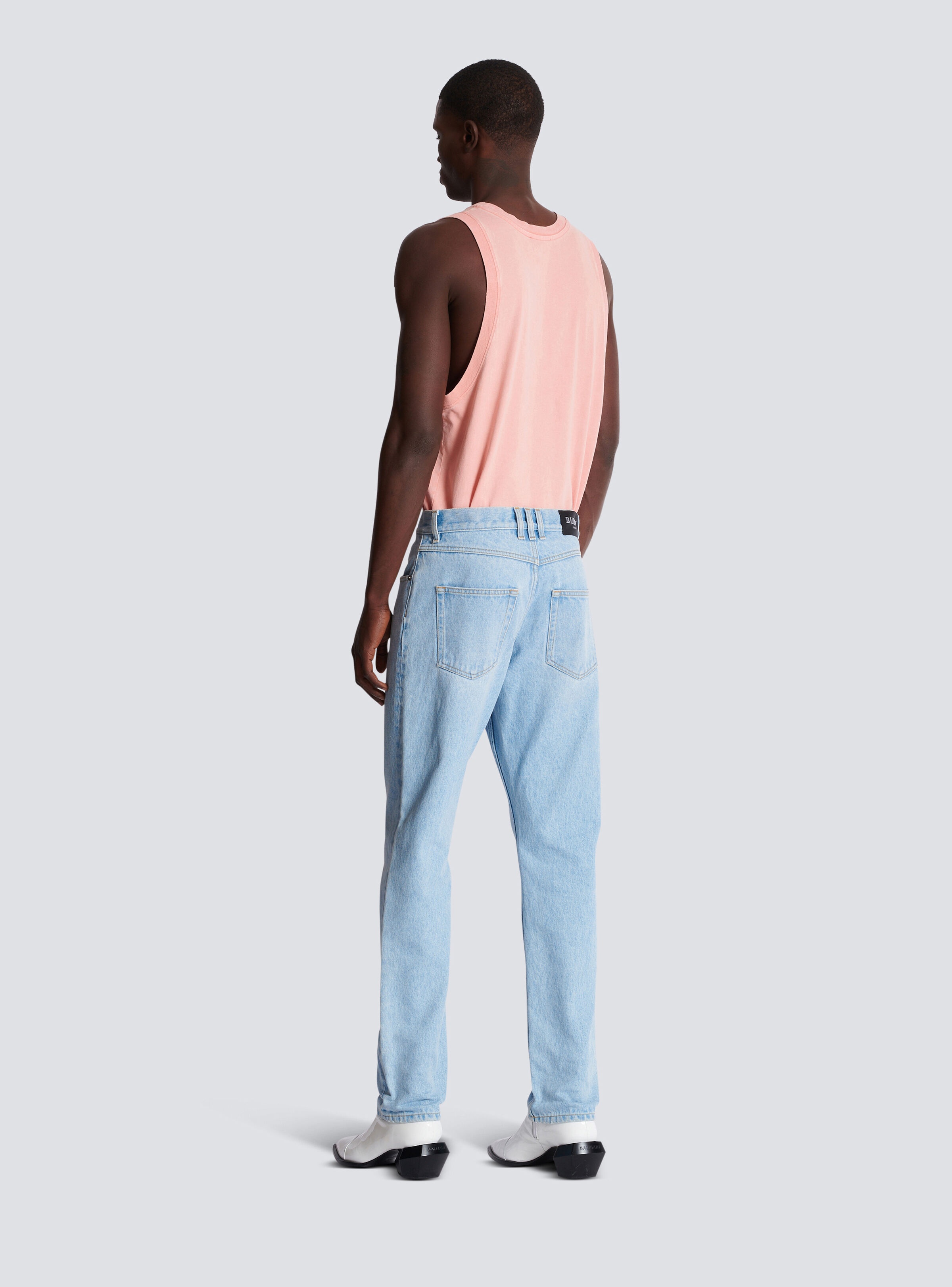 Light blue regular-fit denim jeans - 4