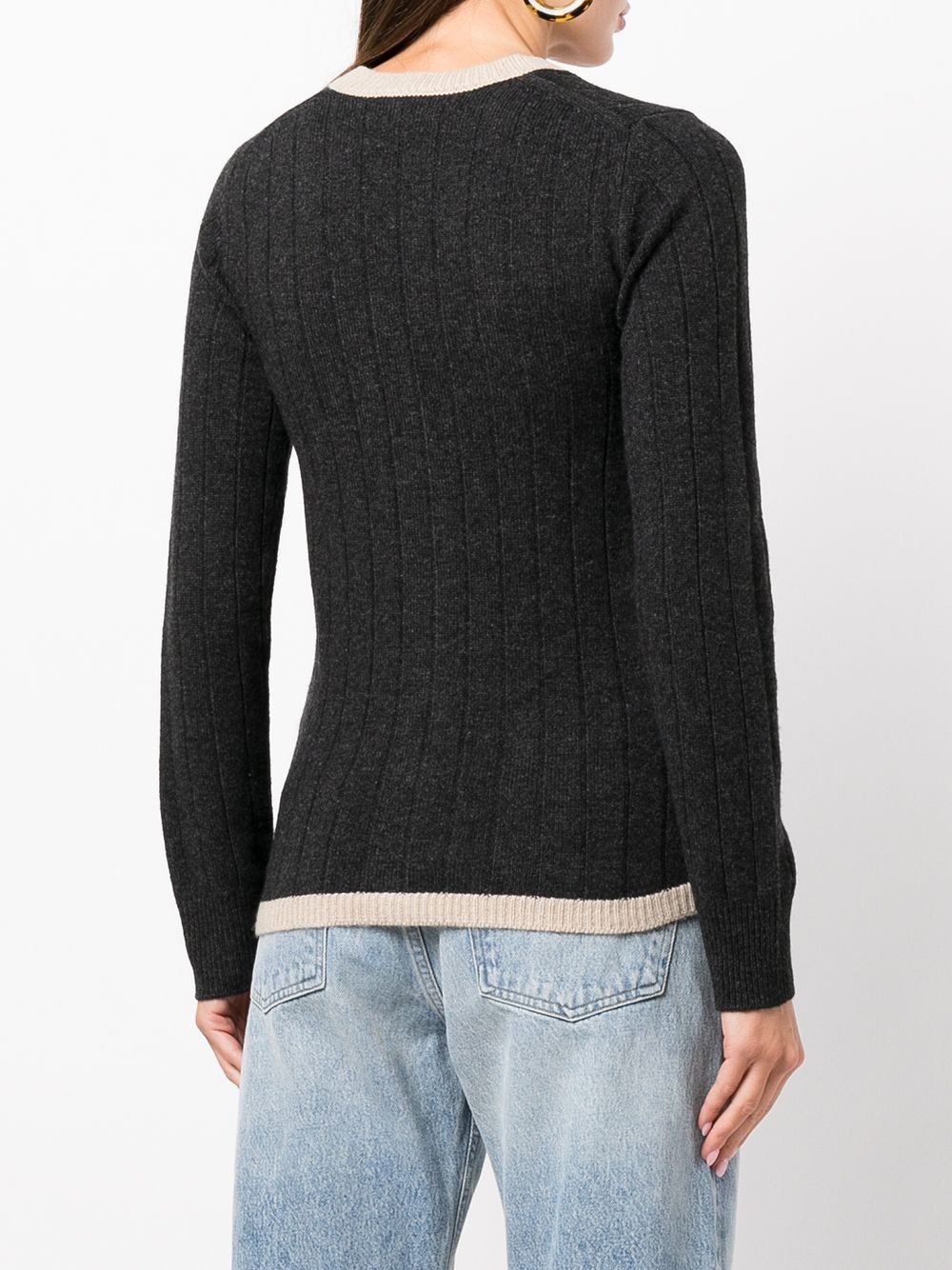 contrast-border rib knit cardigan - 4