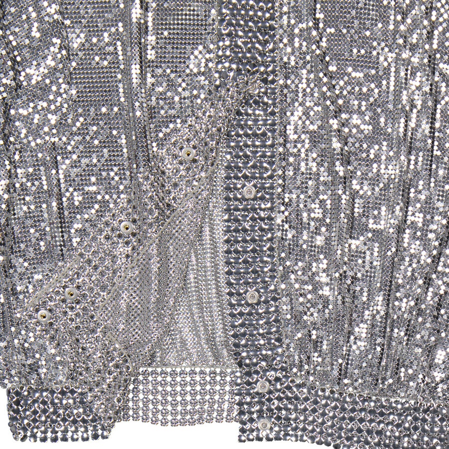 Rabanne Ladies Silver Chainmail Crop Top - 7