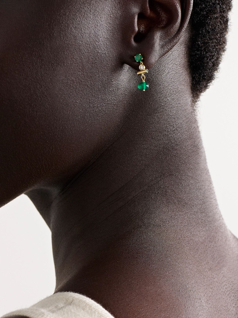 ILEANA MAKRI 18-karat gold multi-stone earrings Green outlook