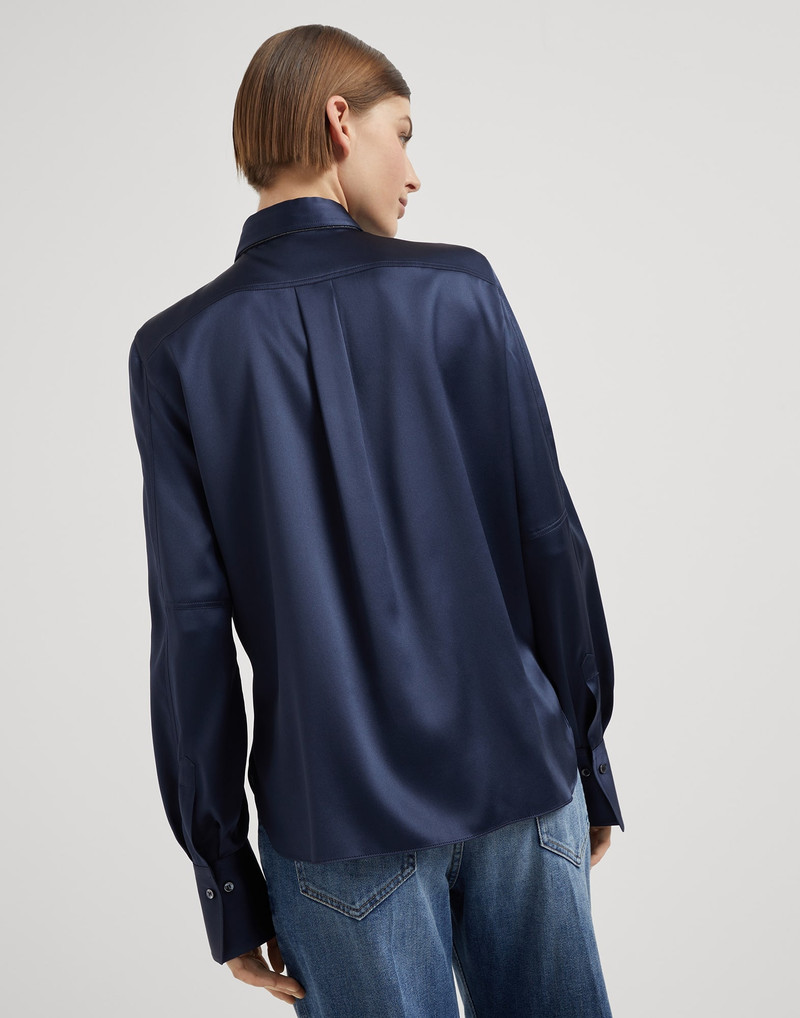 Brunello Cucinelli Stretch silk satin shirt with monili outlook