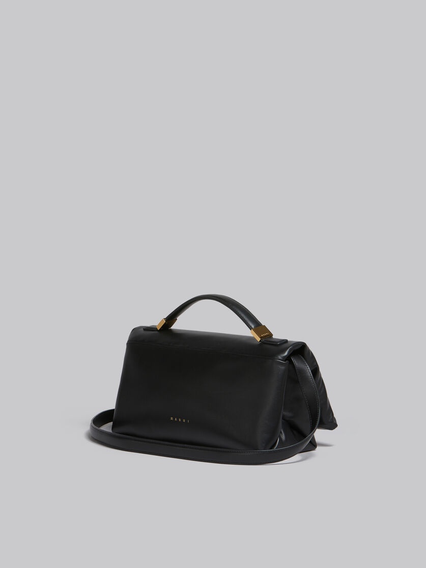 BLACK LEATHER PRISMA TOP HANDLE BAG - 2