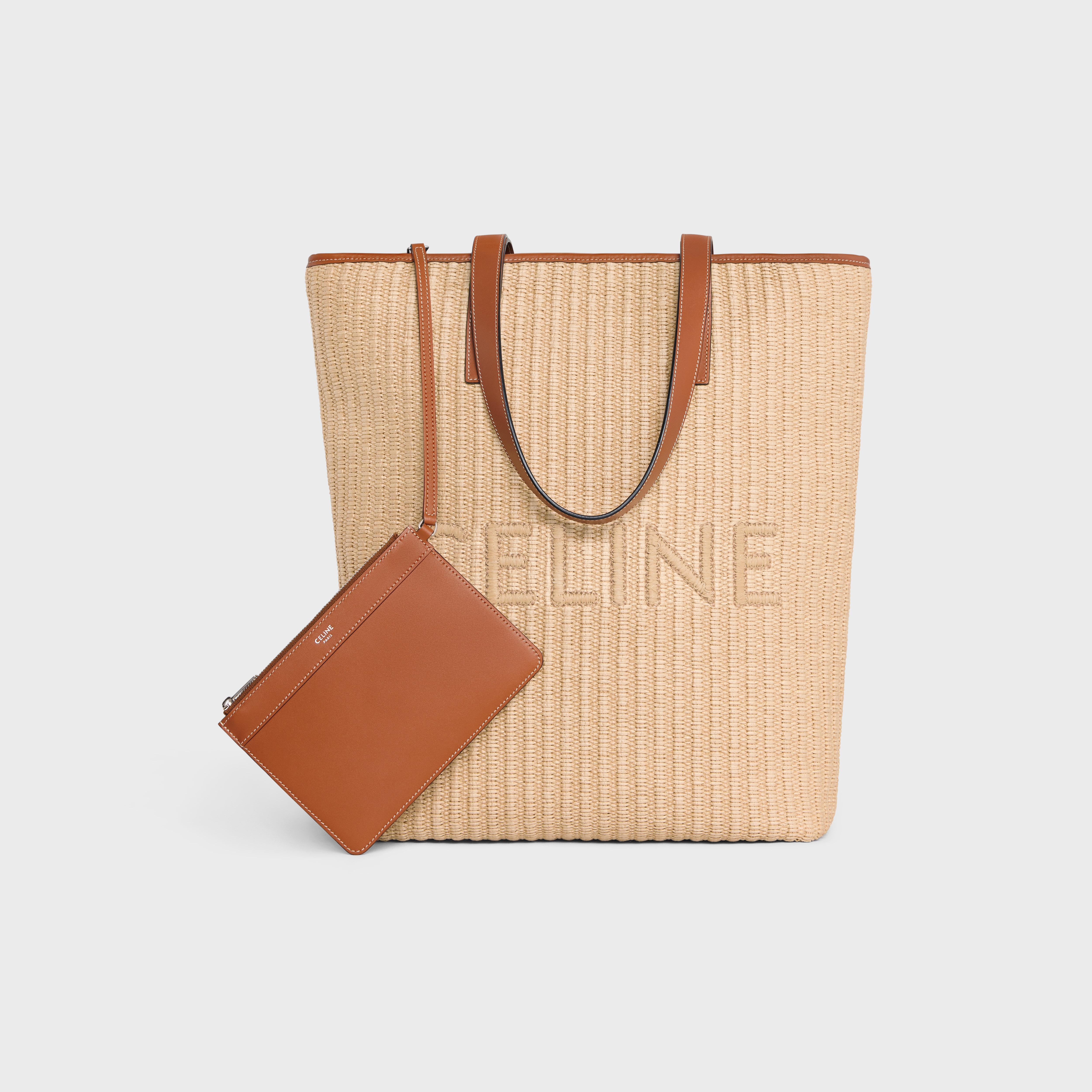 Celine Raffia & Leather Pouch