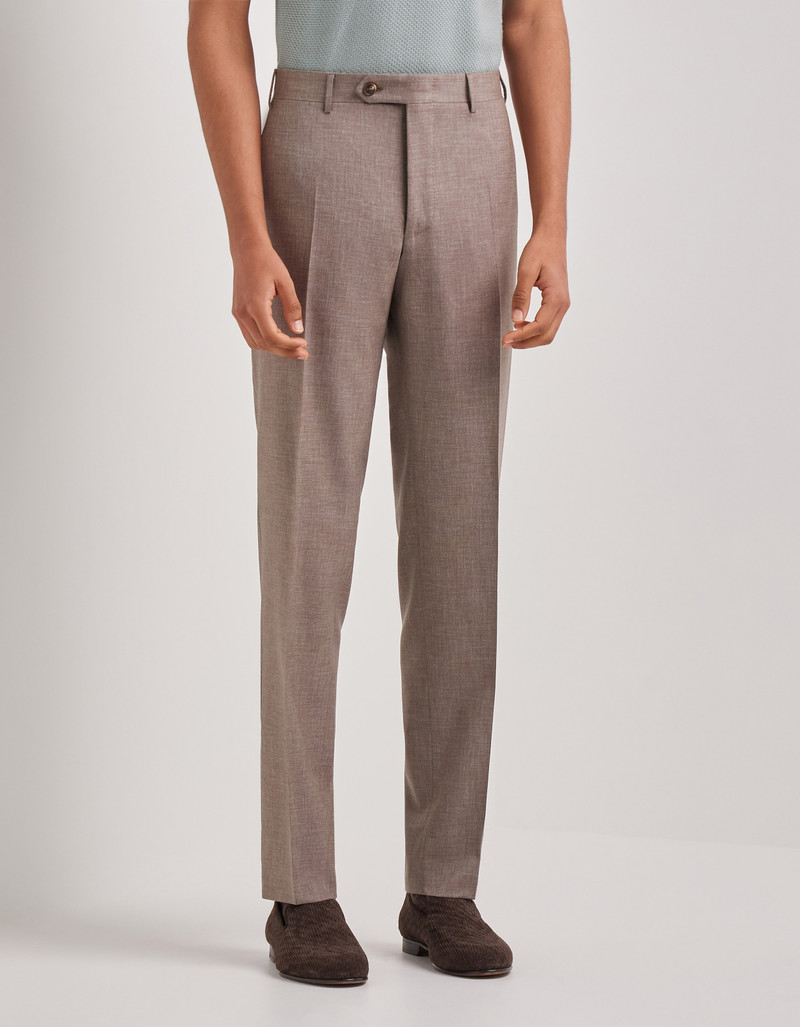 WALNUT 150'S WOOL GRISAILLE REGULAR-FIT SUIT 6