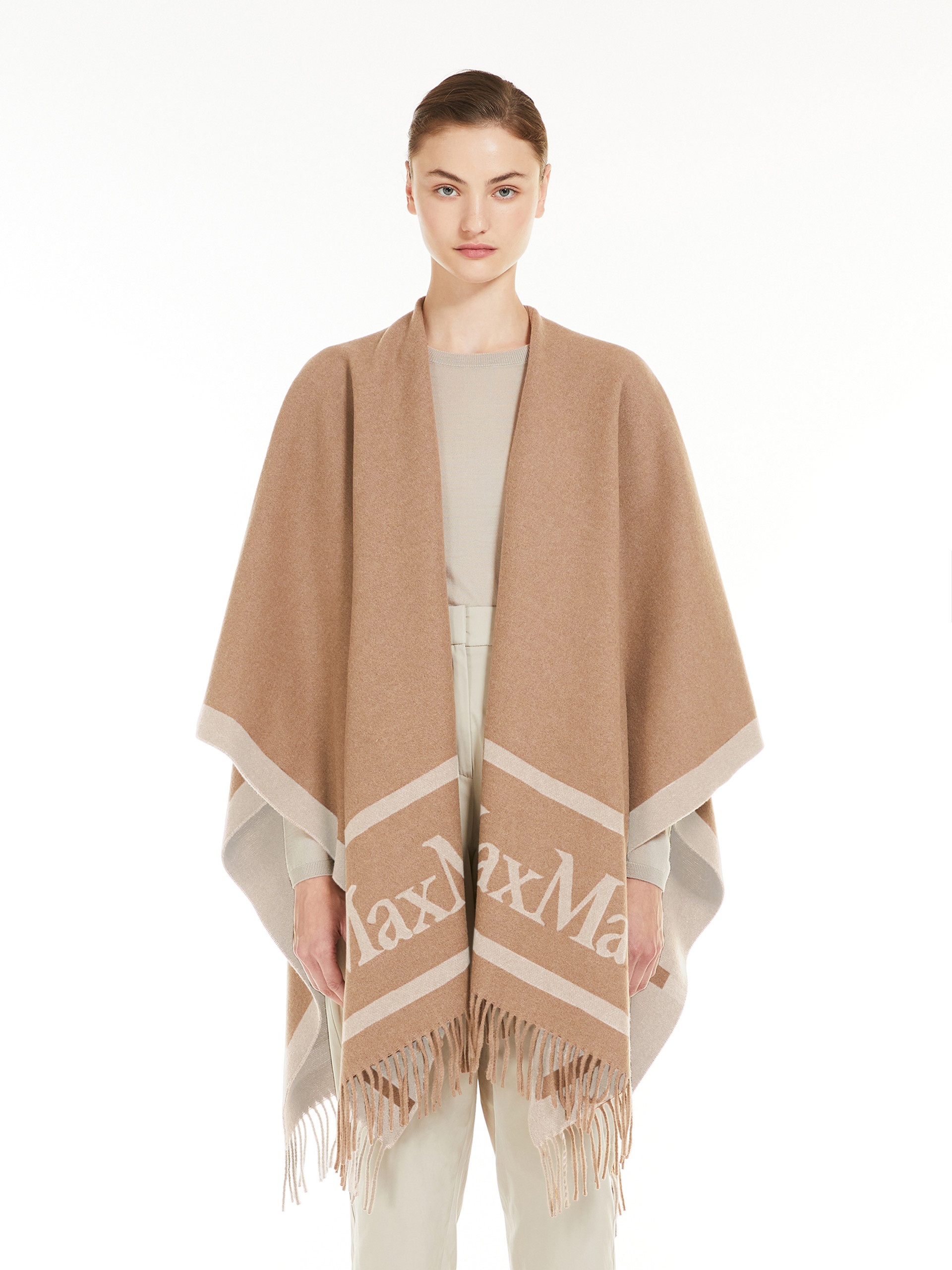 HILDE Jacquard wool poncho - 2