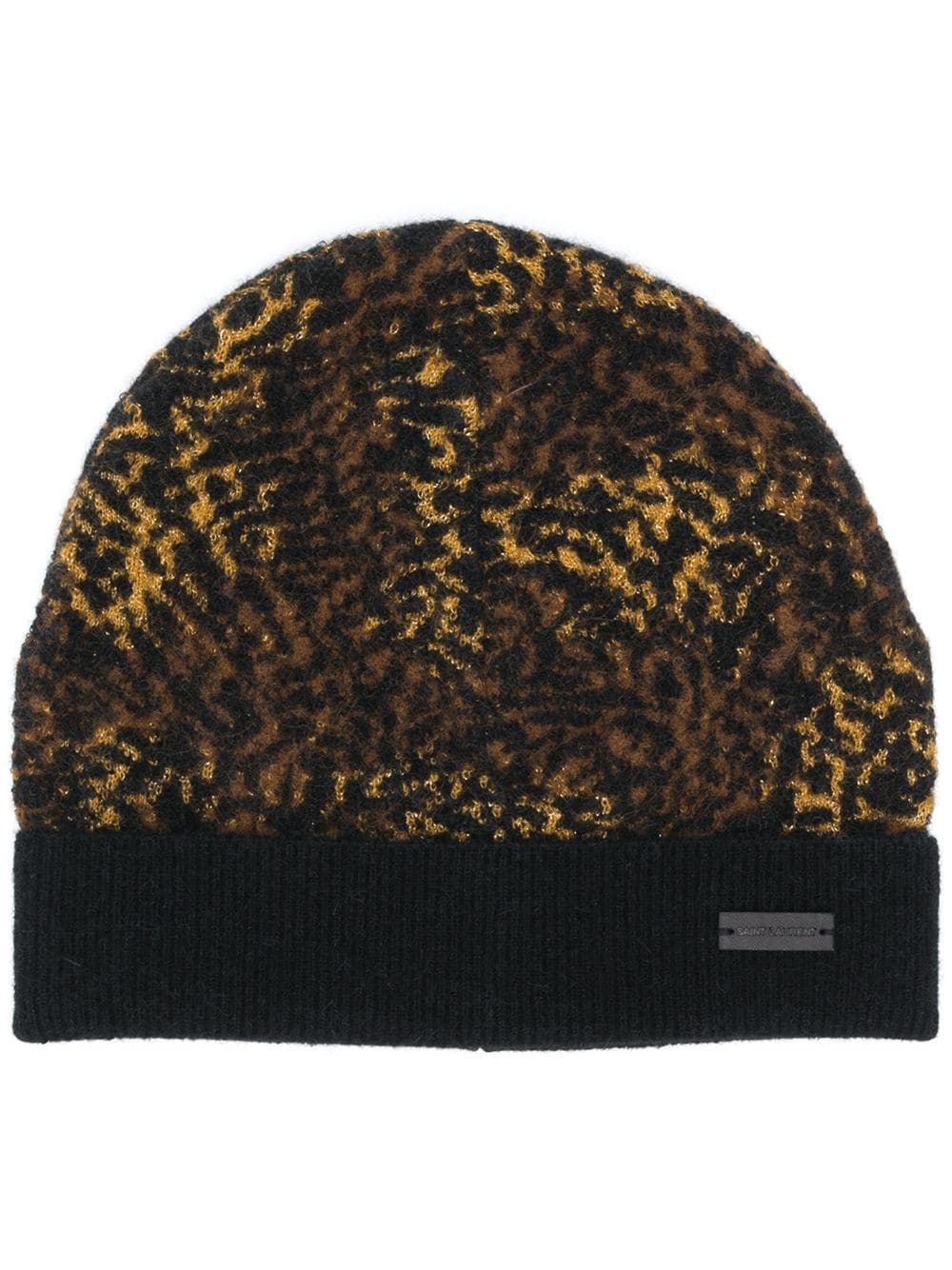 leopard-print mélange beanie - 1