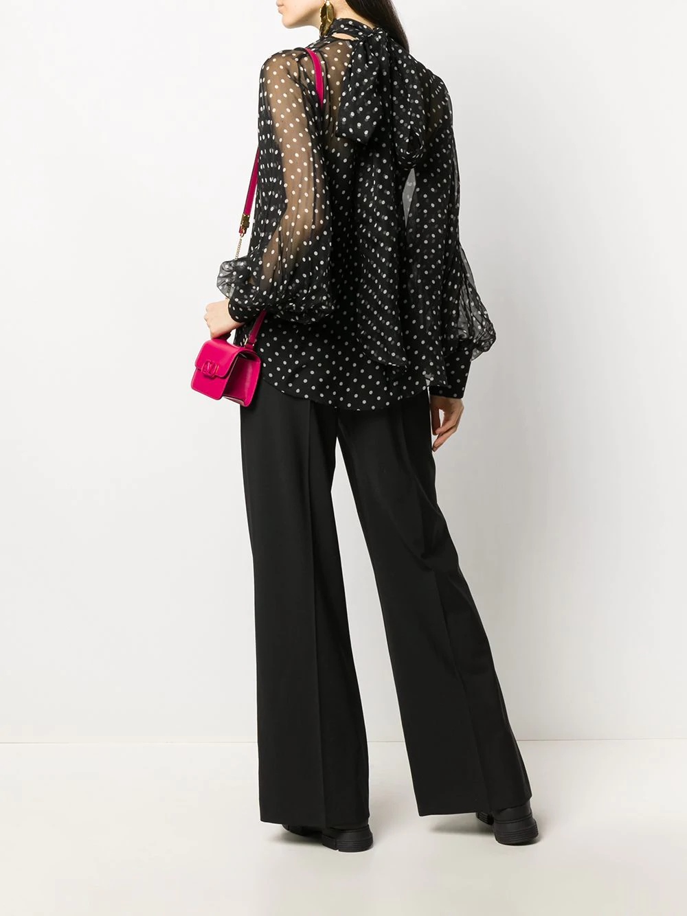 polka dot balloon sleeves blouse - 2