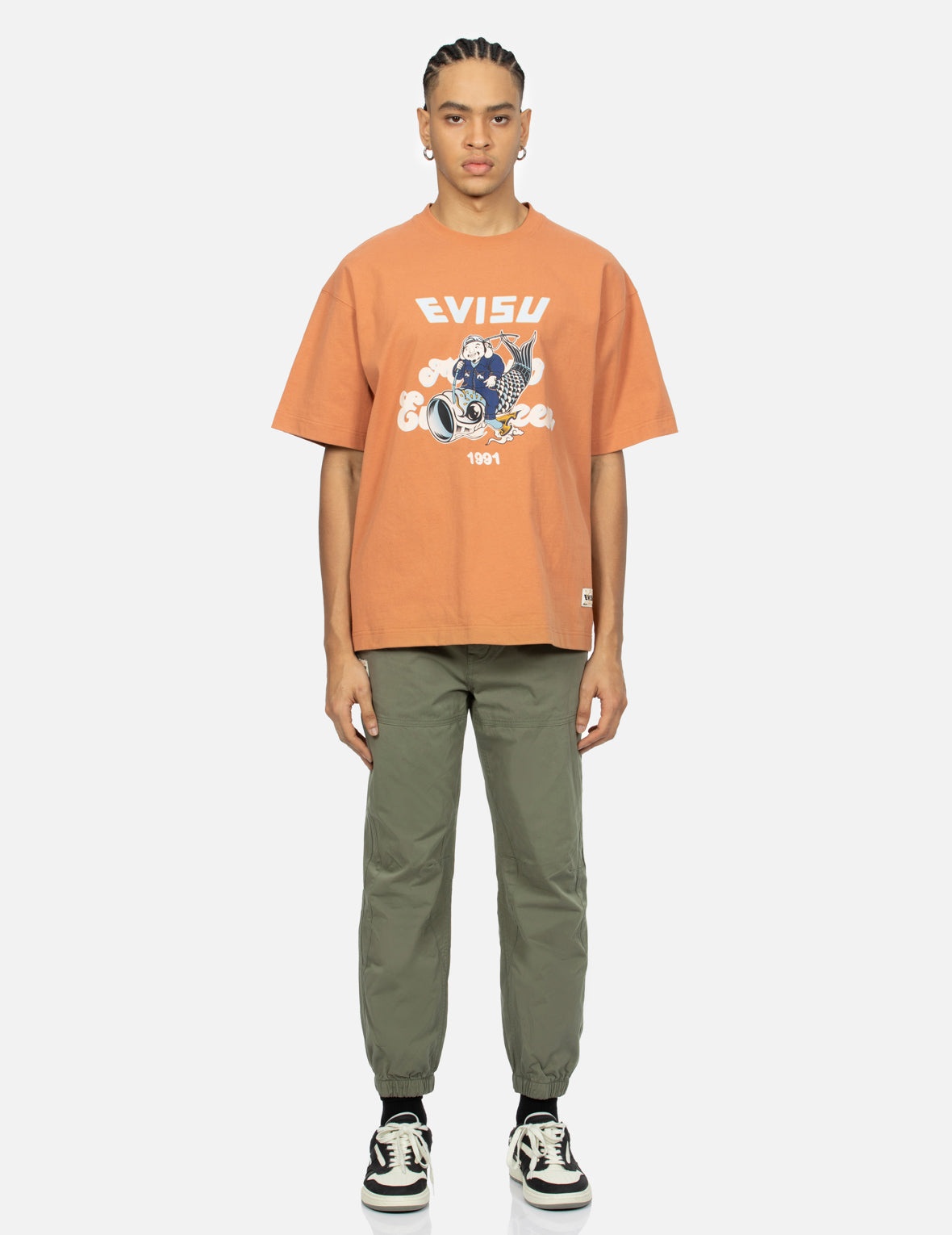 Seagull Appliqué Embroidery and Slogan Print Relax Fit Cargo Pants - 6