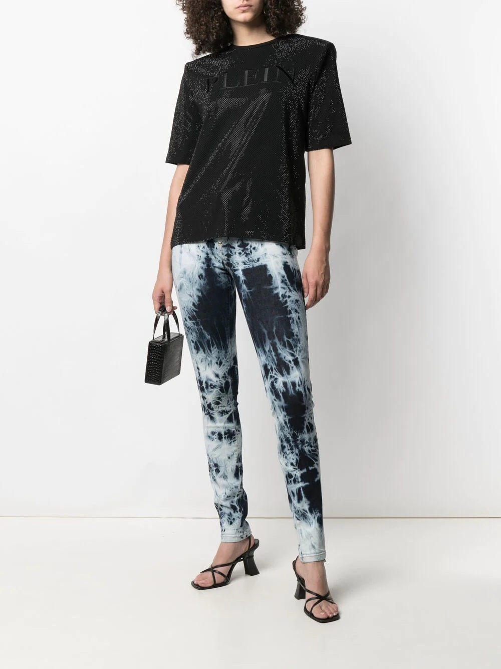 high-waisted acid-wash jeggings - 2