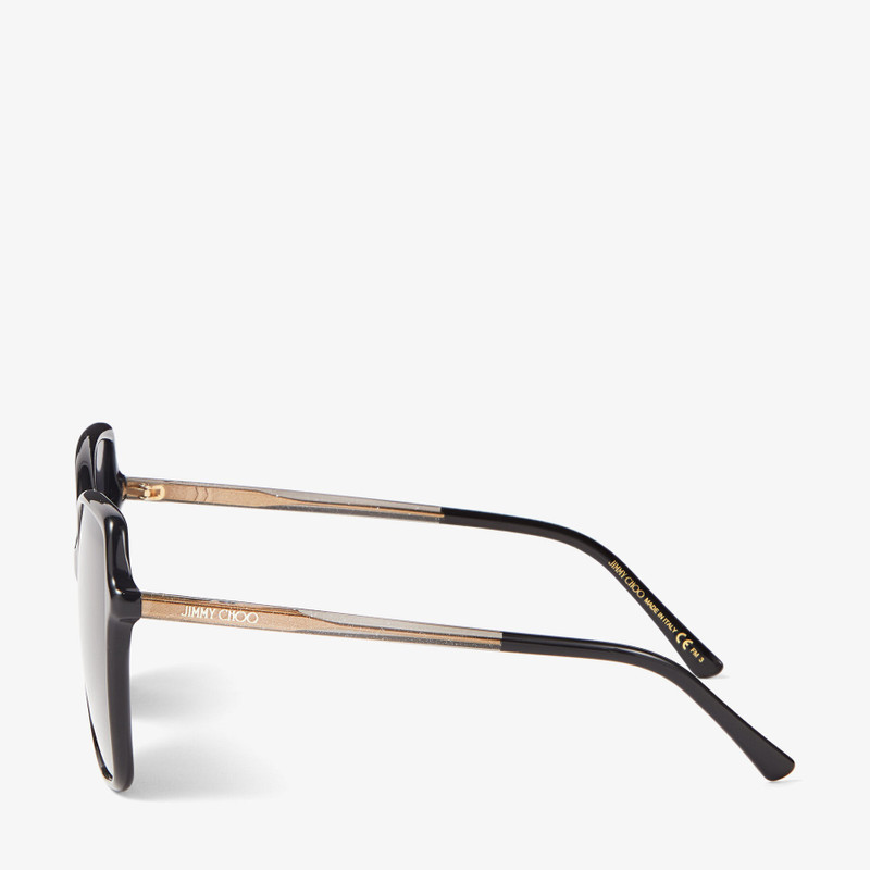 JIMMY CHOO Fede
Black Round-Frame Sunglasses with Glitter Temples outlook