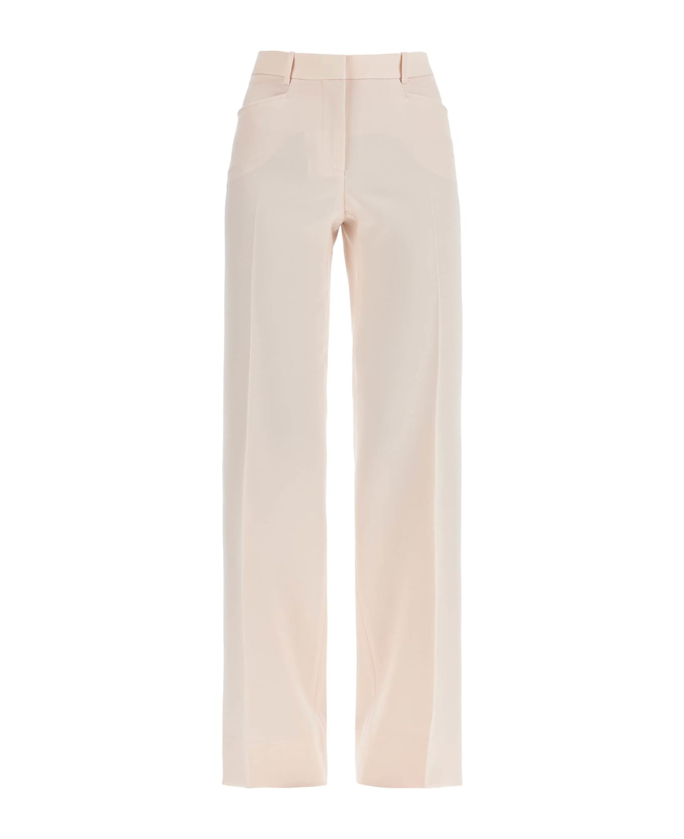 High Waist Wide Leg Pants In Virgin Wool Light Blush - 1
