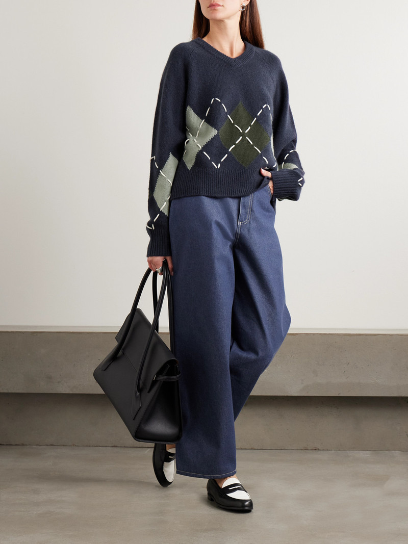 arch4 Sloane Embroidered Argyle Cashmere Sweater outlook