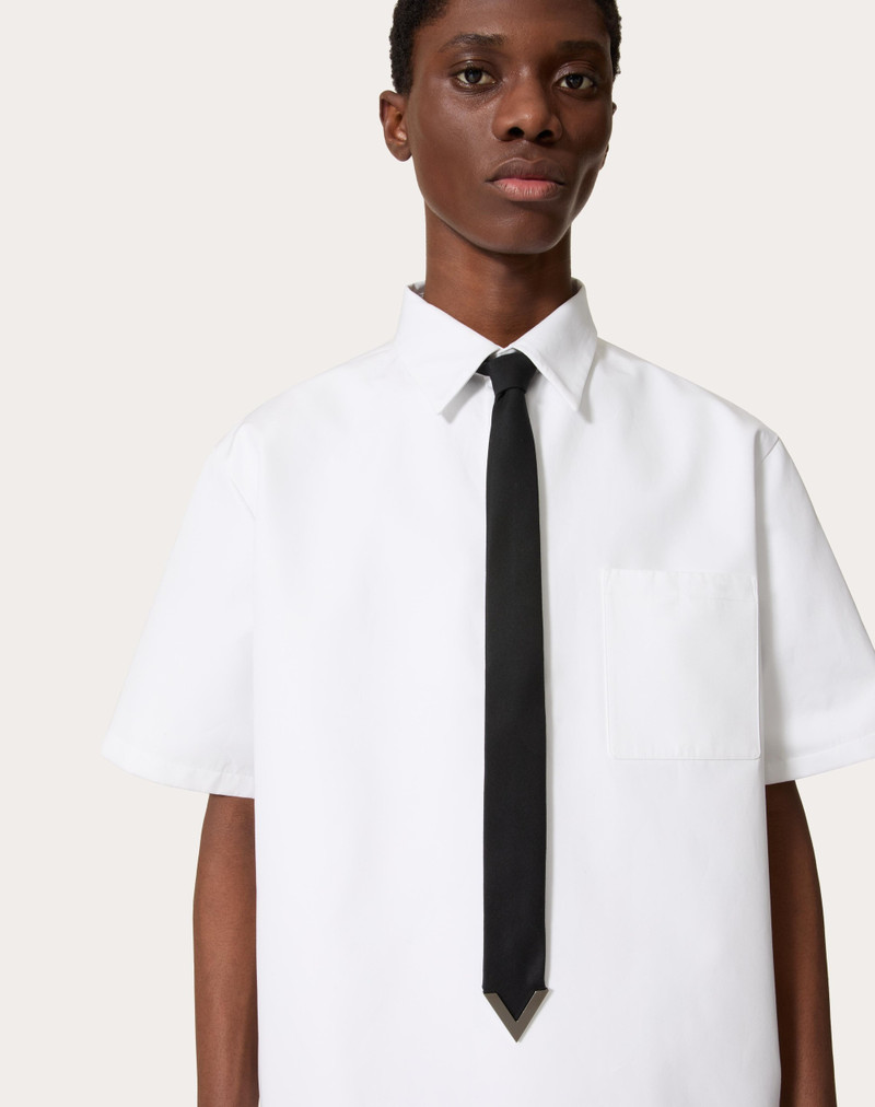 WOOL AND SILK VALENTIE TIE WITH METAL V APPLIQUÉ 5