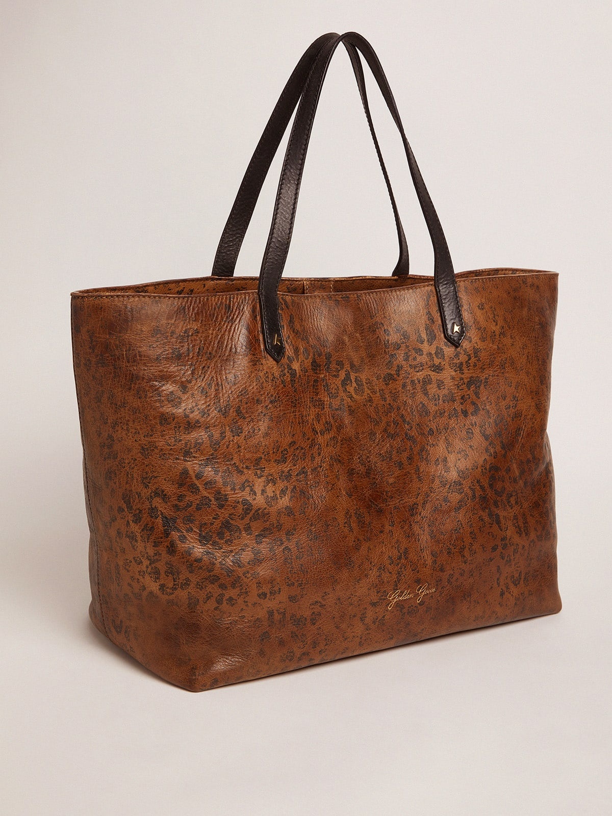 Women's Pasadena Bag with leopard print and contrasting black handles - 5