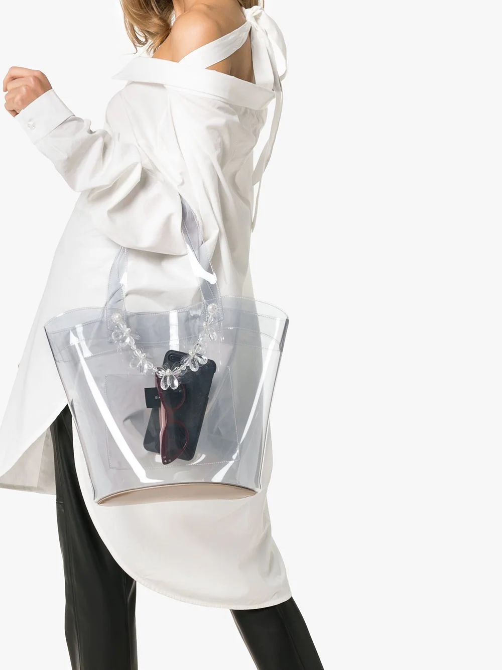 transparent beaded PVC tote bag - 2