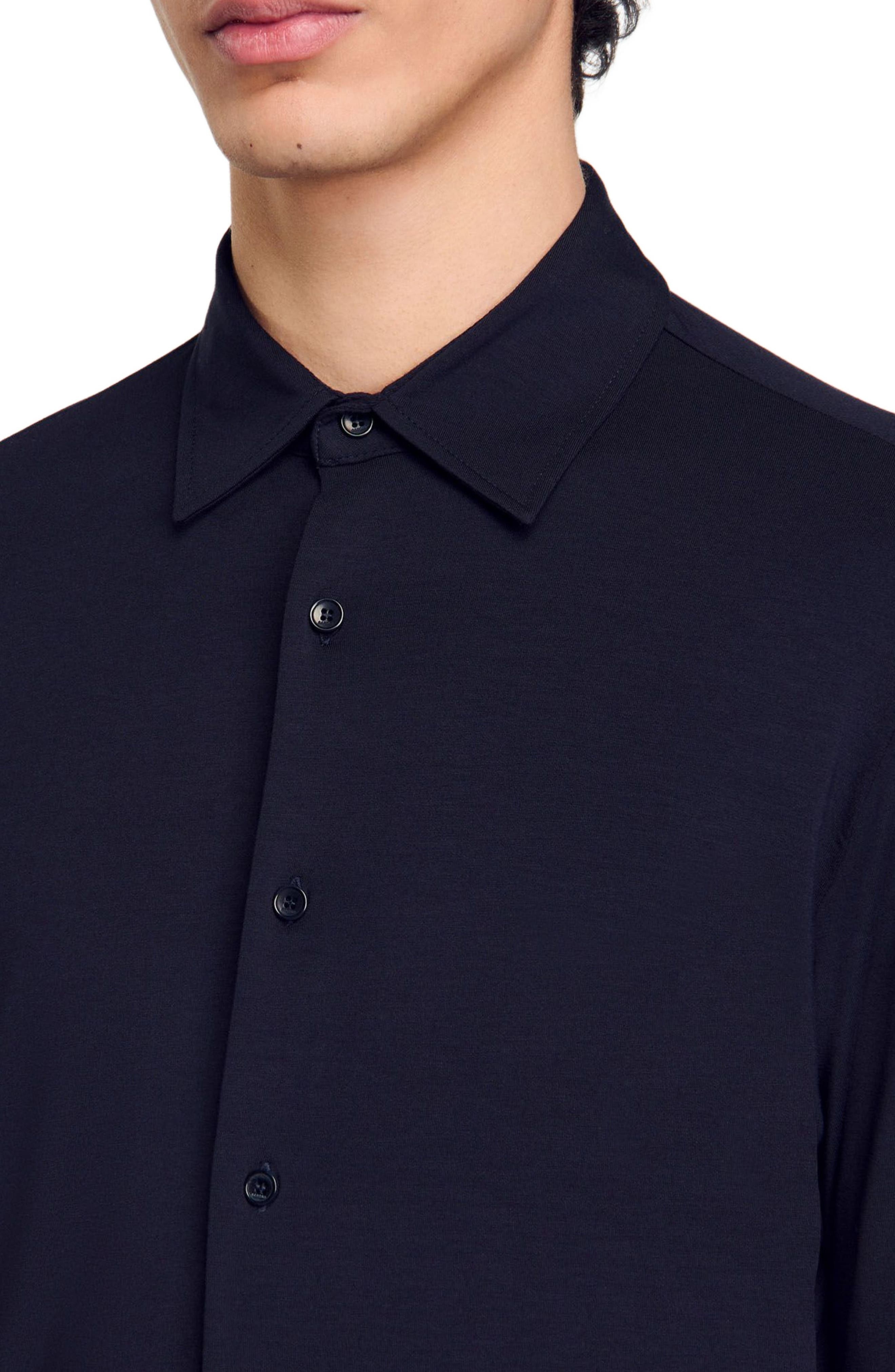 SANDRO Jersey shirt in Navy Blue at Nordstrom - 3