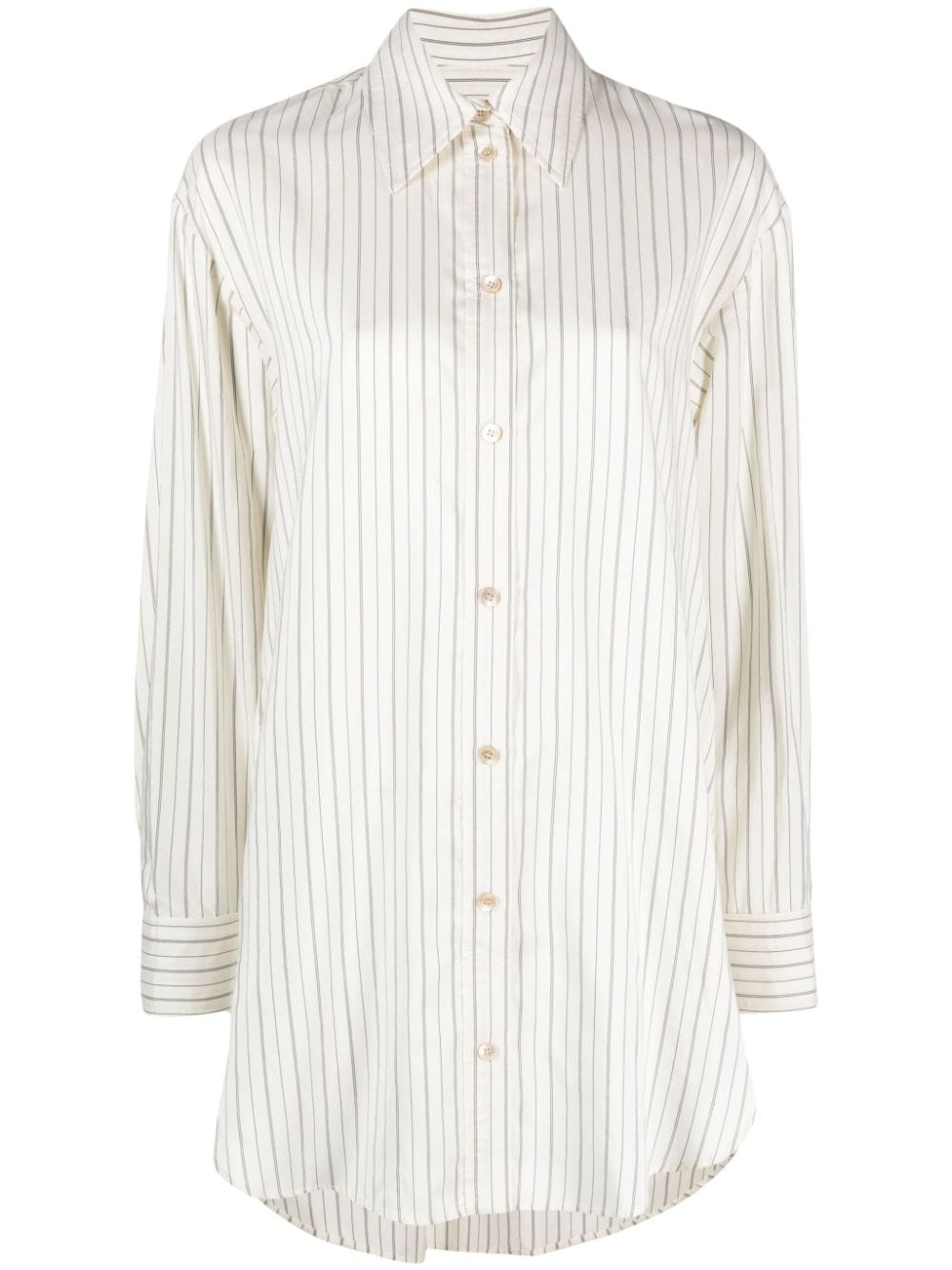 striped long-sleeve silk-blend shirt - 1