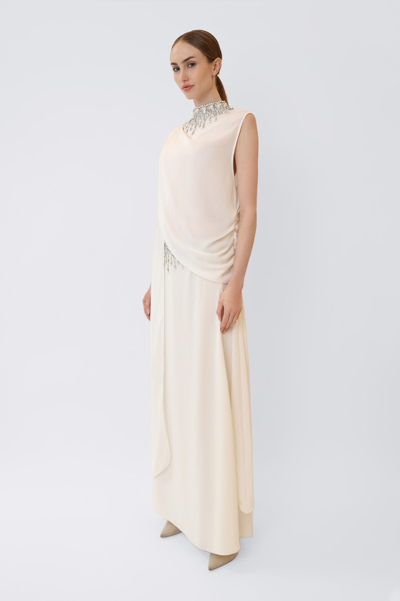 Georgette Draped Scarf Top With Embroidery 3