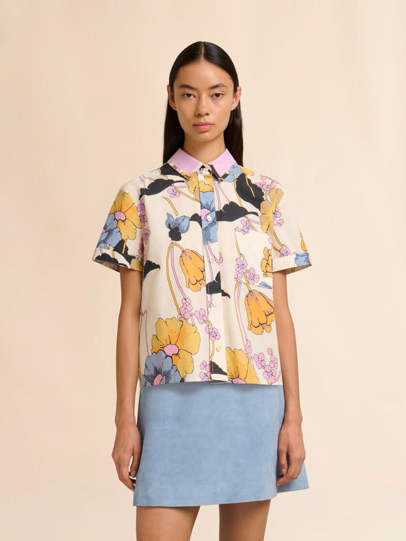 Marni CREAM POPLIN CROPPED SHIRT WITH MELODIA PRINT outlook