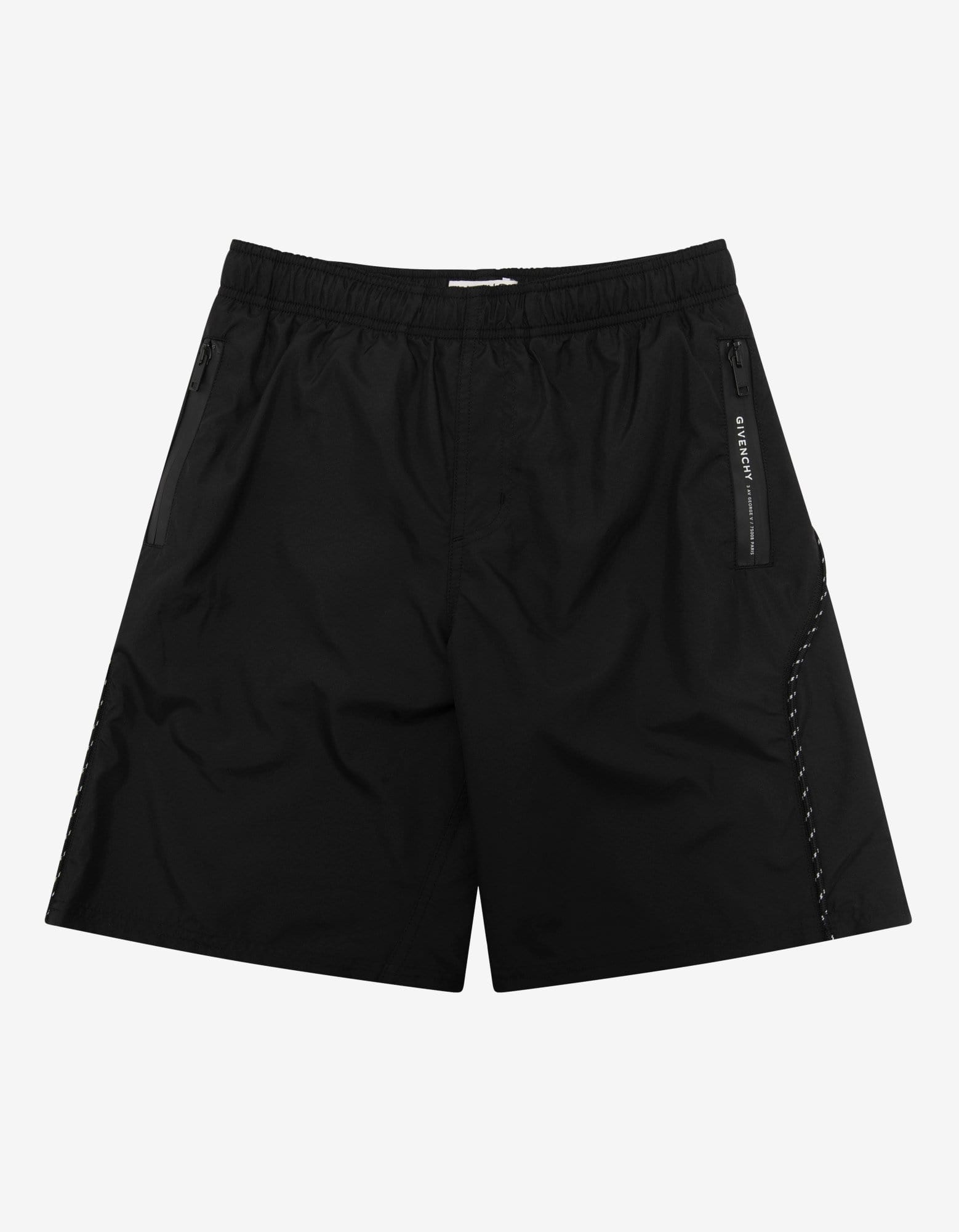 Black Lace Detail Swim Shorts - 1
