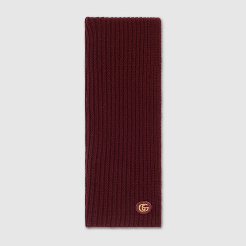 Wool cashmere scarf with patch - 1