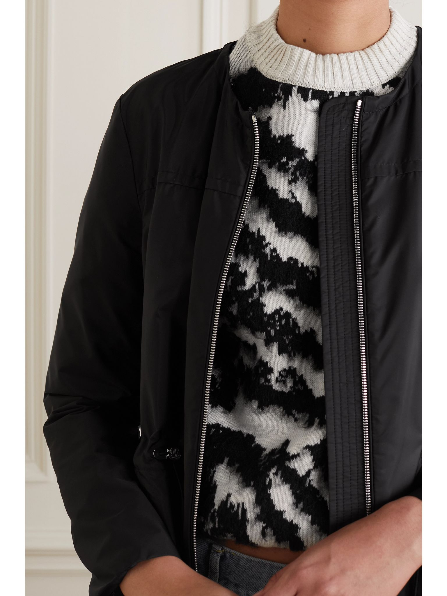 Baaba crocheted lace-trimmed shell parka Black - 6