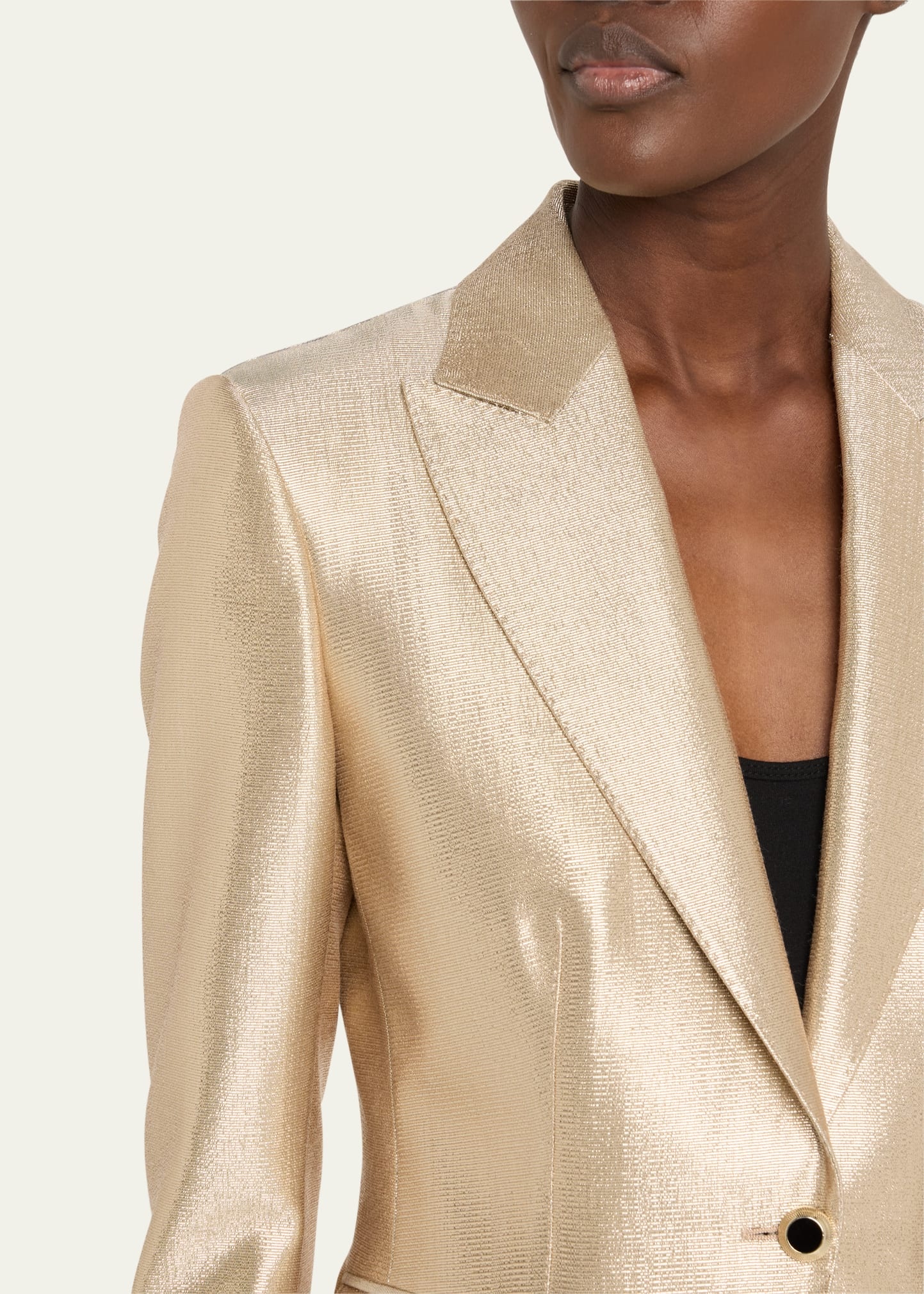 Metallic One-Button Wool Blazer - 5