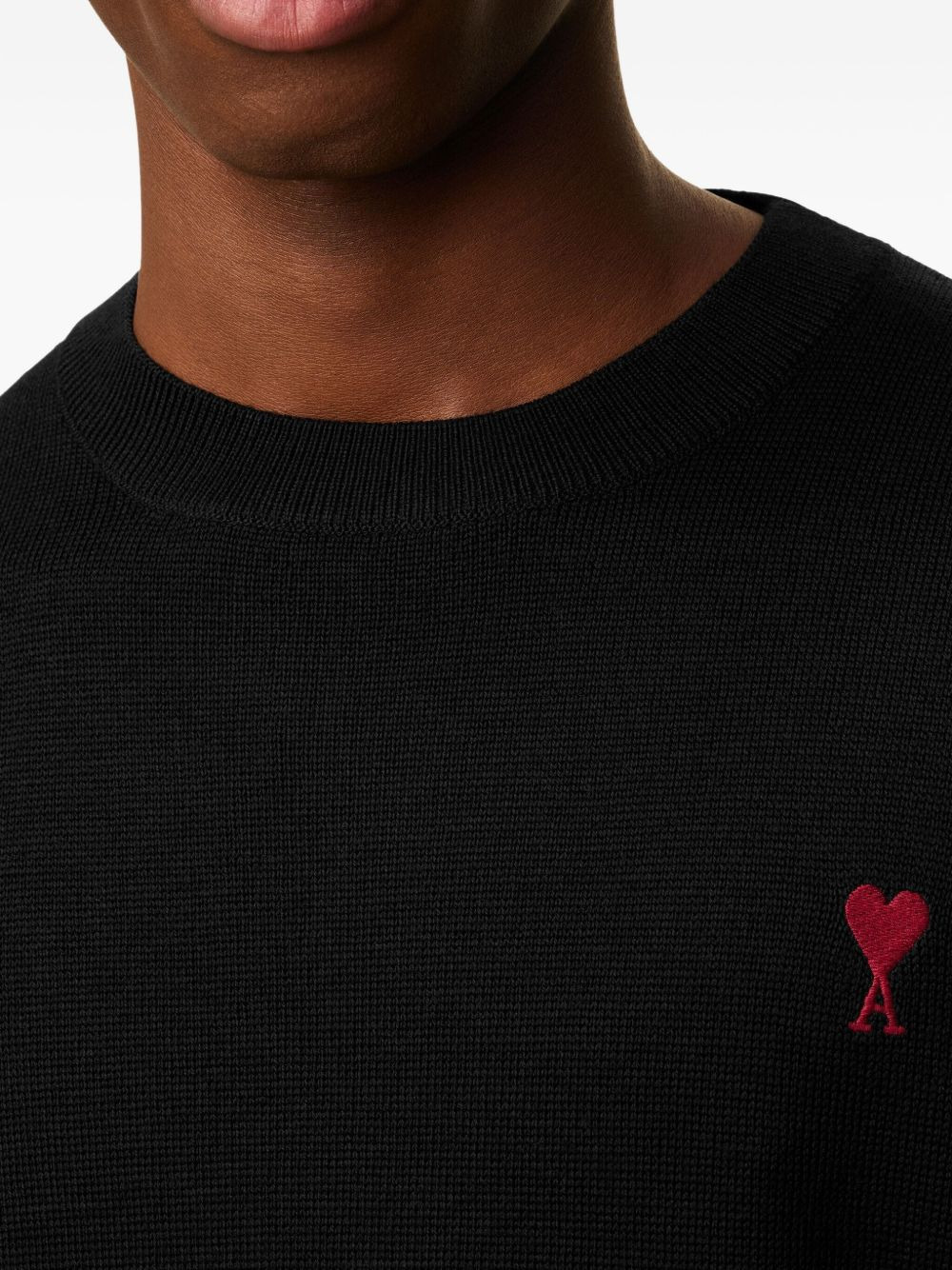 Black Wool Ami De Coeur Crewneck Sweater - 5