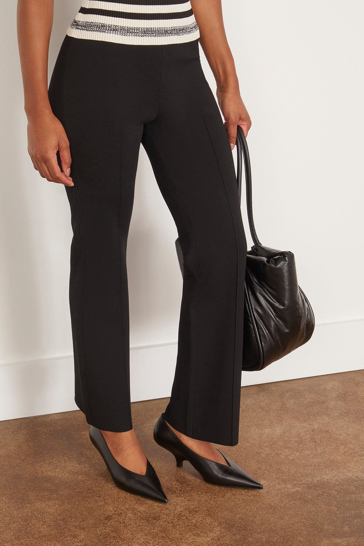 The Leather Wedge-Heel Pump in Black - 2
