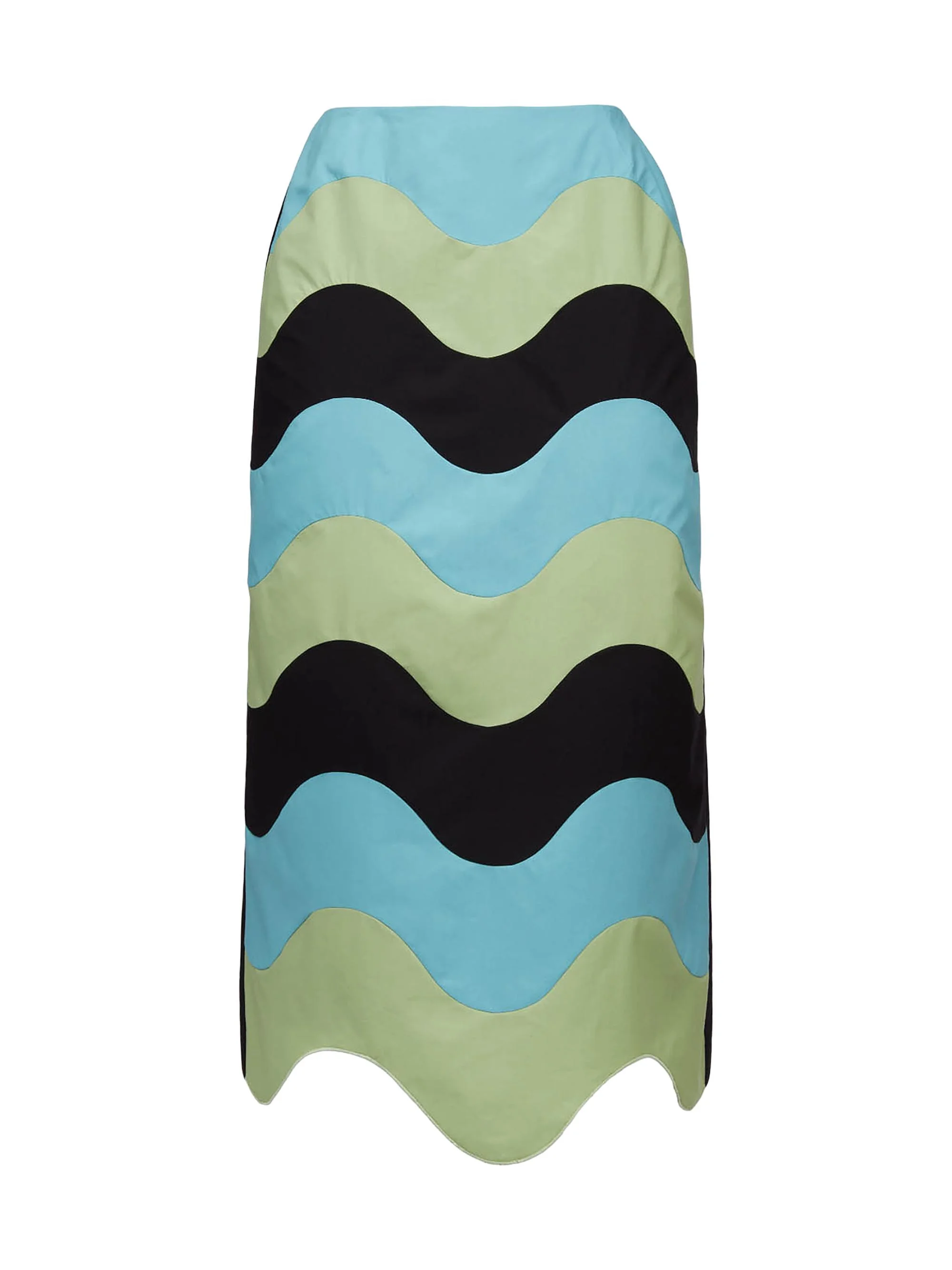 Women's Pencil Skirt Intarsio Waves - Color Block Nero Black - 1