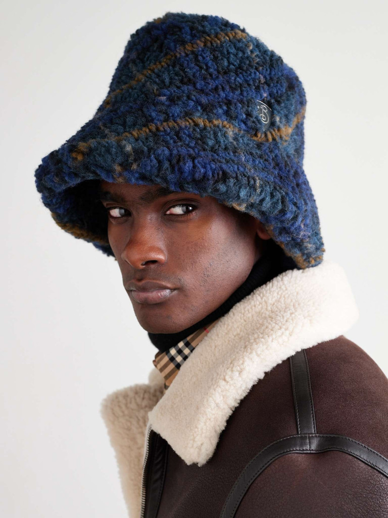 Burberry Logo-Appliquéd Checked Wool-Blend Fleece Bucket Hat outlook