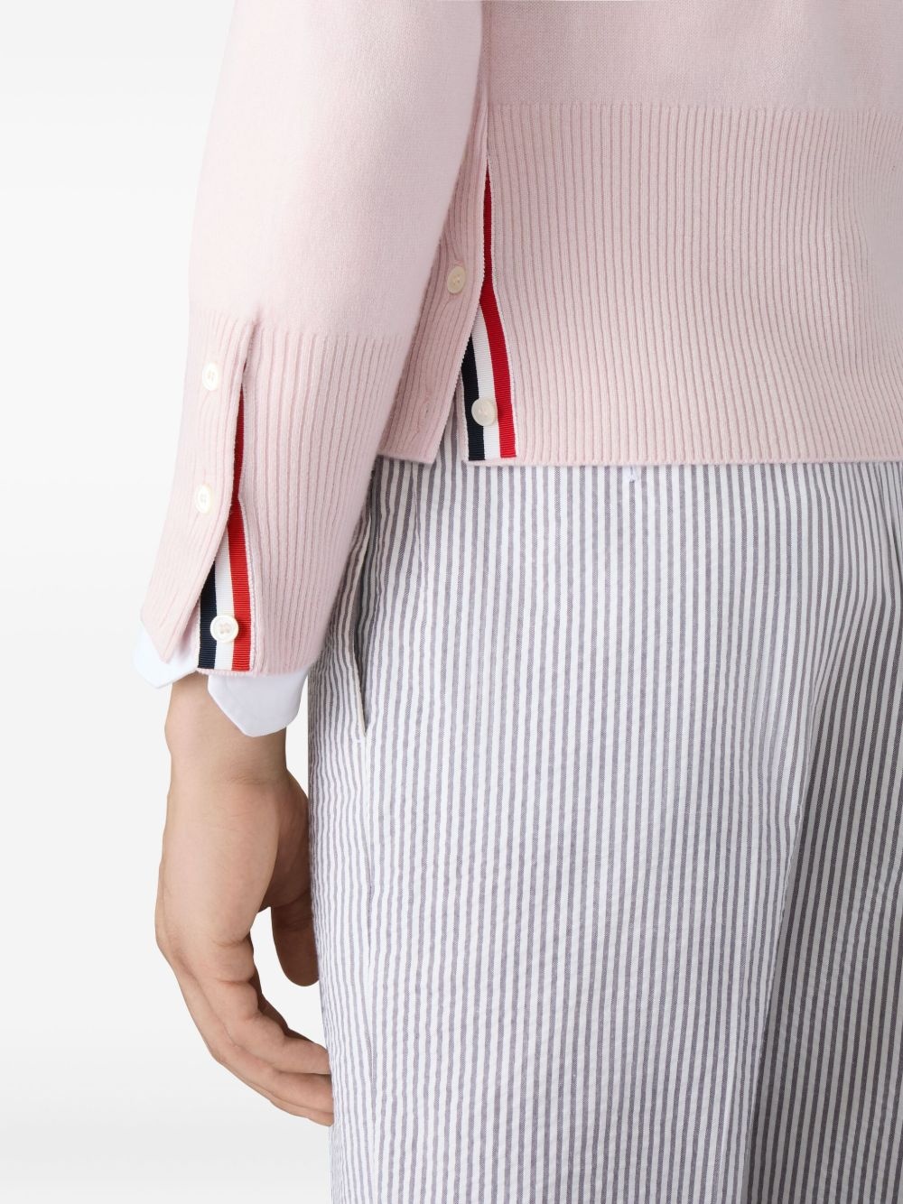 four-bar V-neck cardigan - 5