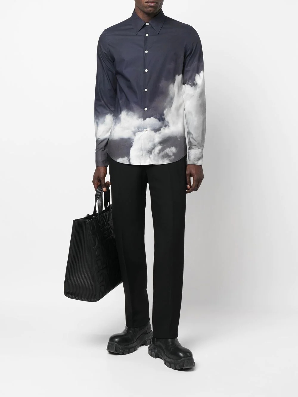 cloud-print long-sleeved shirt - 2