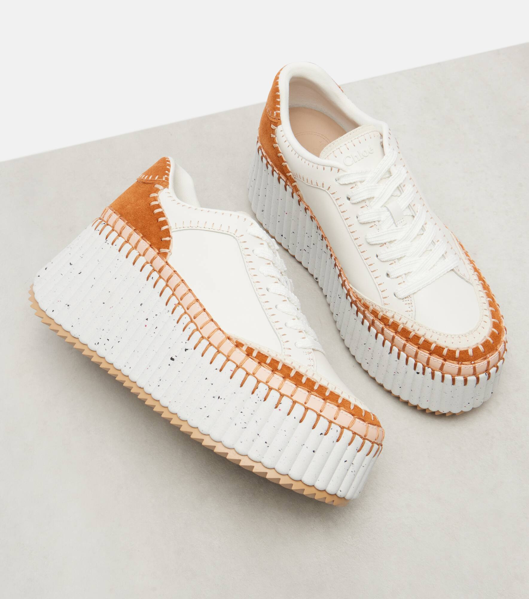 Leather platform sneakers - 5
