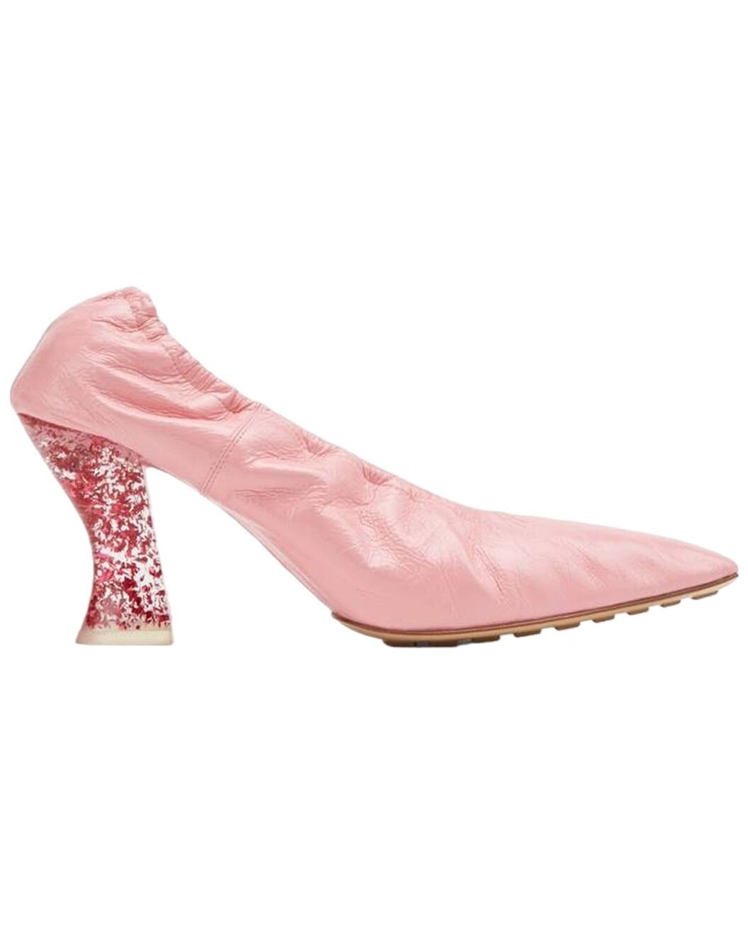 Bottega Veneta Glitter Heel Almond Leather Pump - 1
