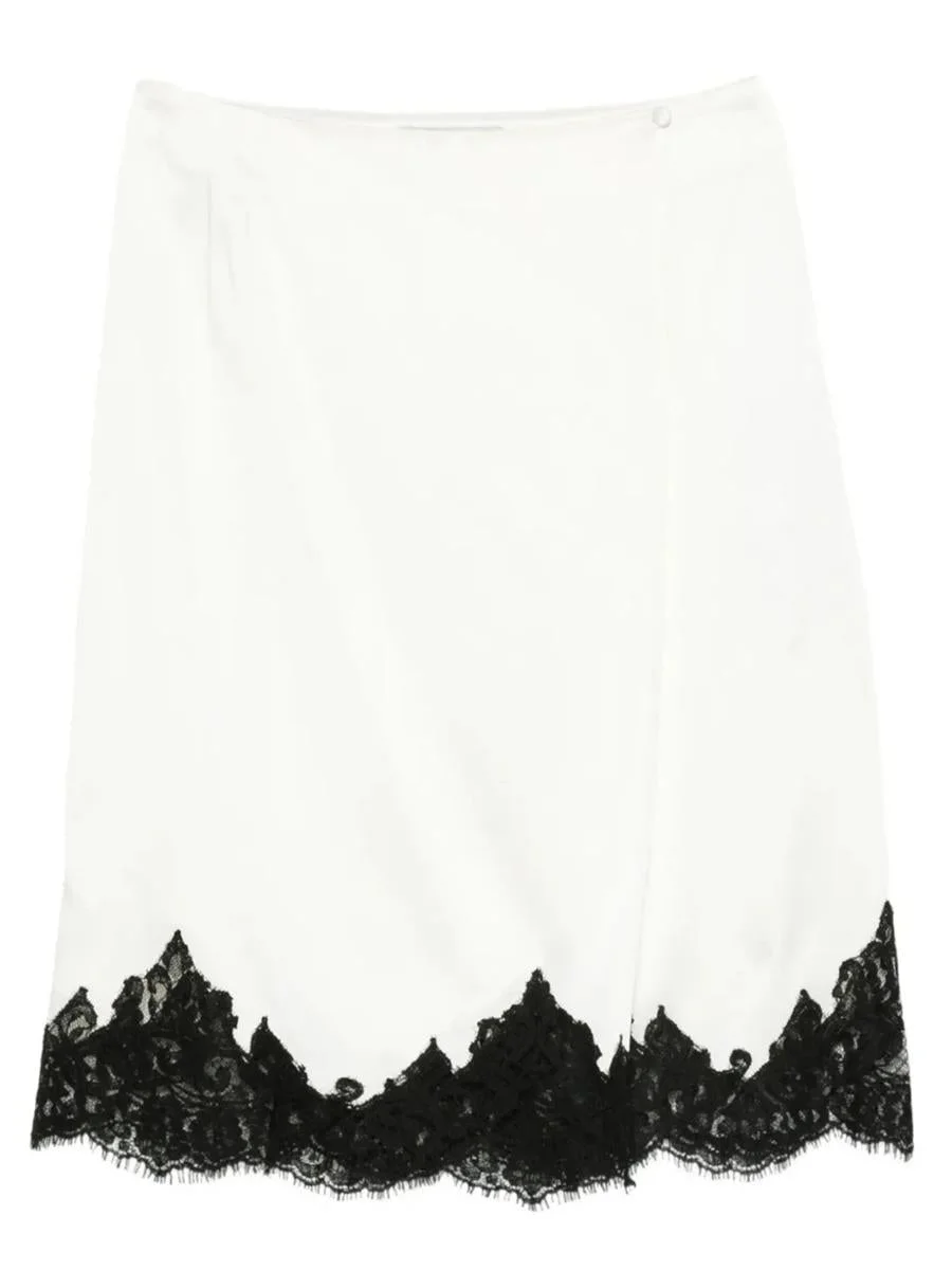 Stella McCartney Jupe Midi En Satin Avec Dentelle - 1