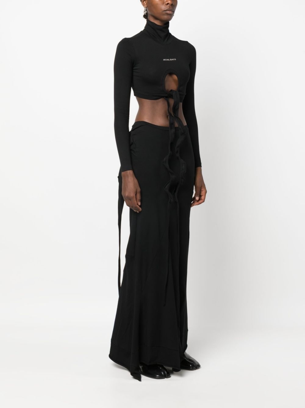 logo-lettering roll-neck cropped blouse - 3
