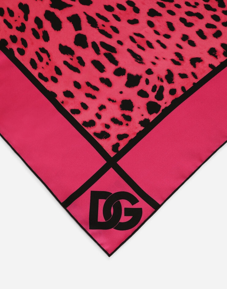 Neon leopard-print twill scarf (90 x 90) - 2