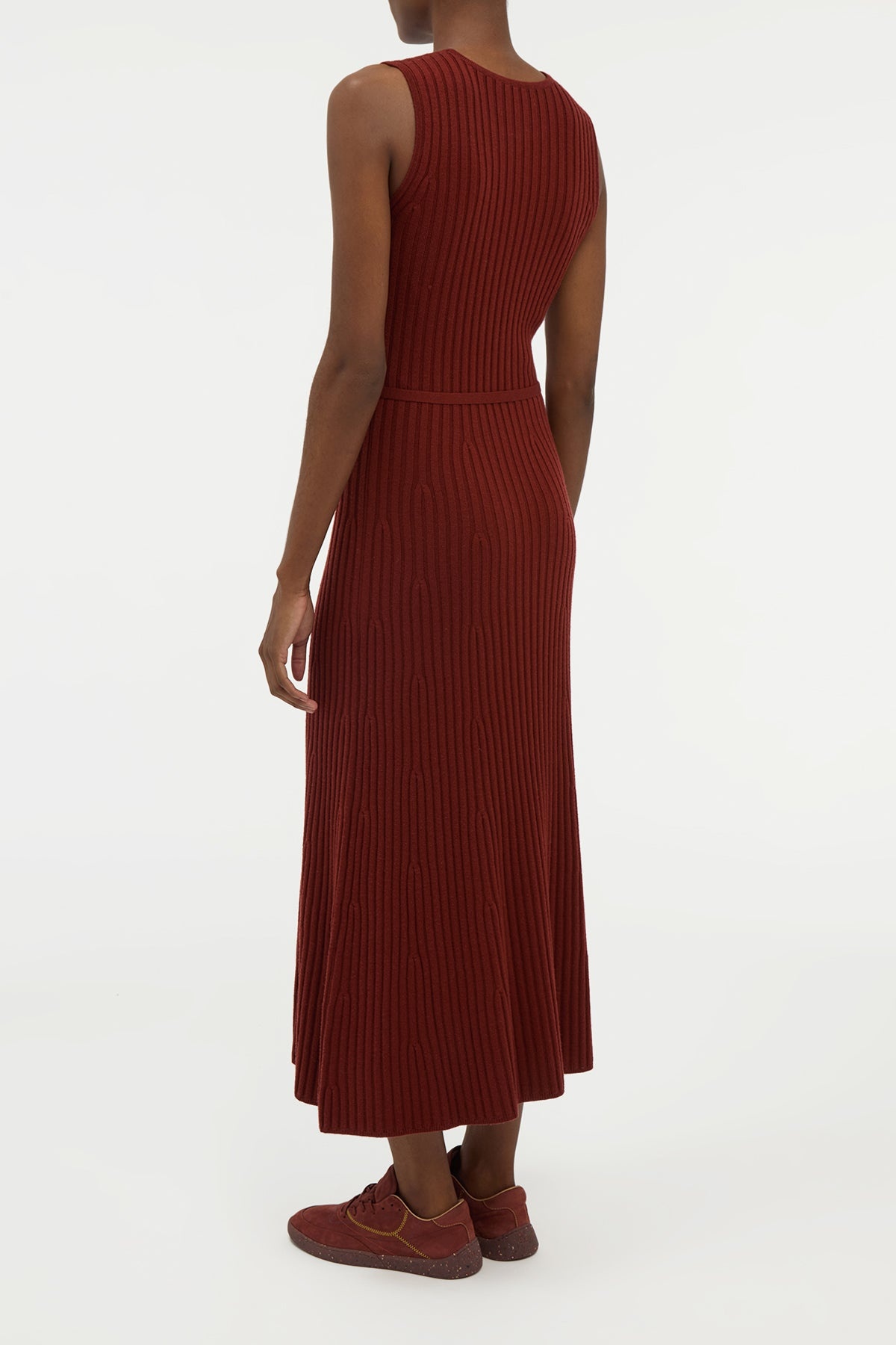 Meier Knit Midi Dress in Burnt Sienna Merino Wool Cashmere - 4