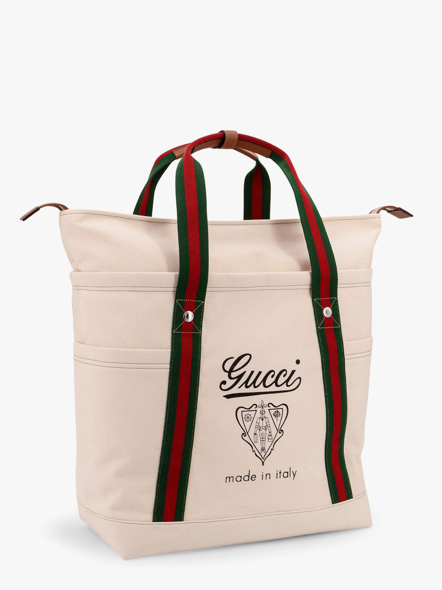 Gucci Canvas Shopping Bag With Web Details - 4