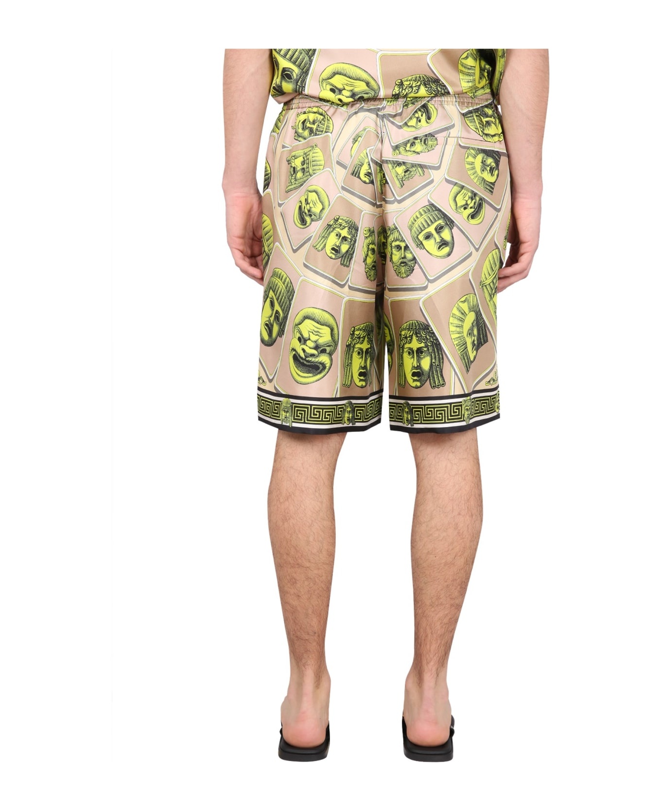 Twill Silk Shorts Masks Print Detail - 4