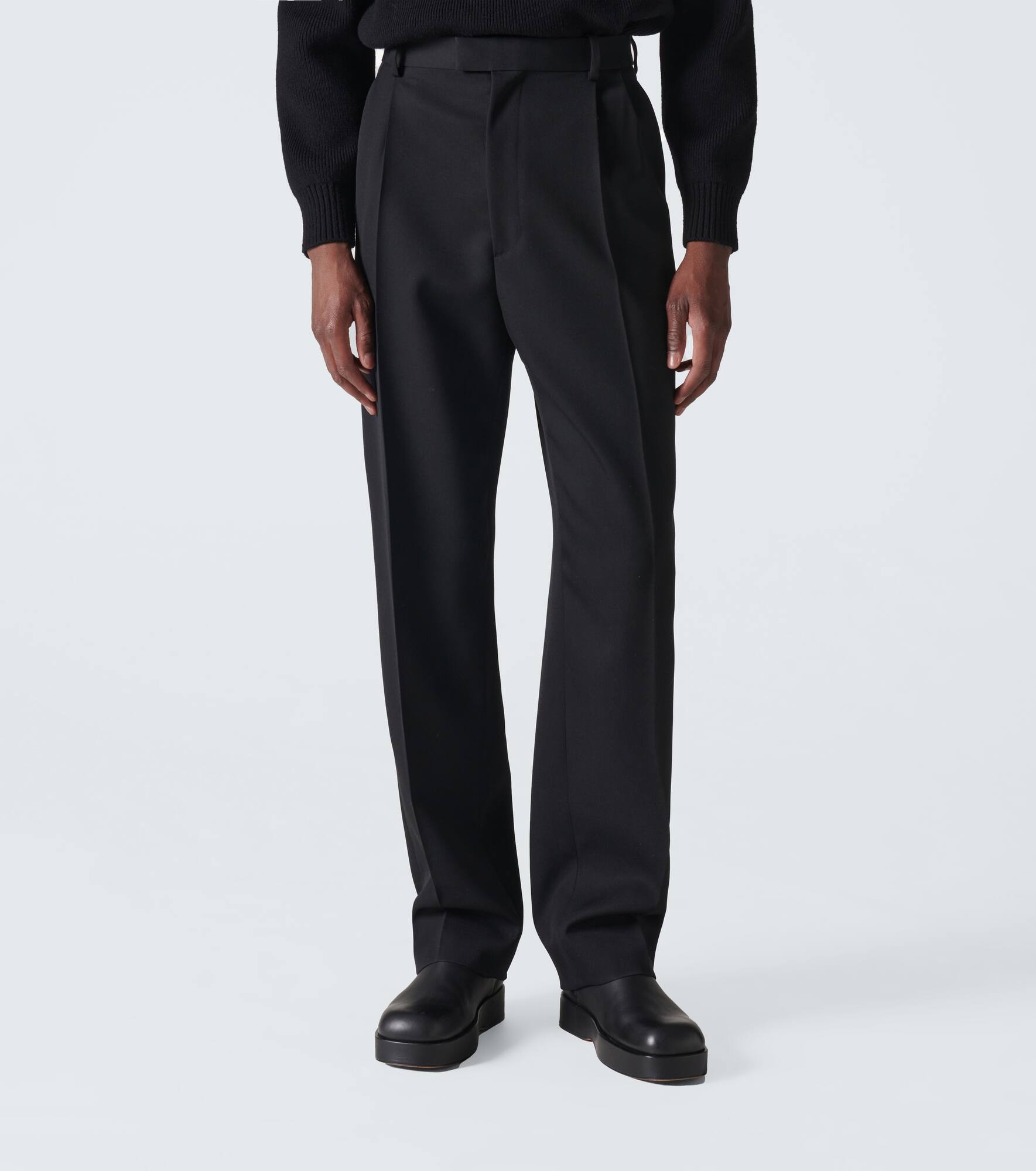 Wool twill straight pants - 3