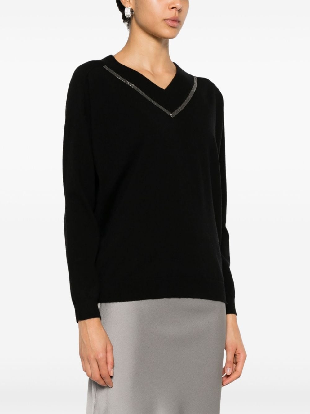 Monili-chain cashmere jumper - 3