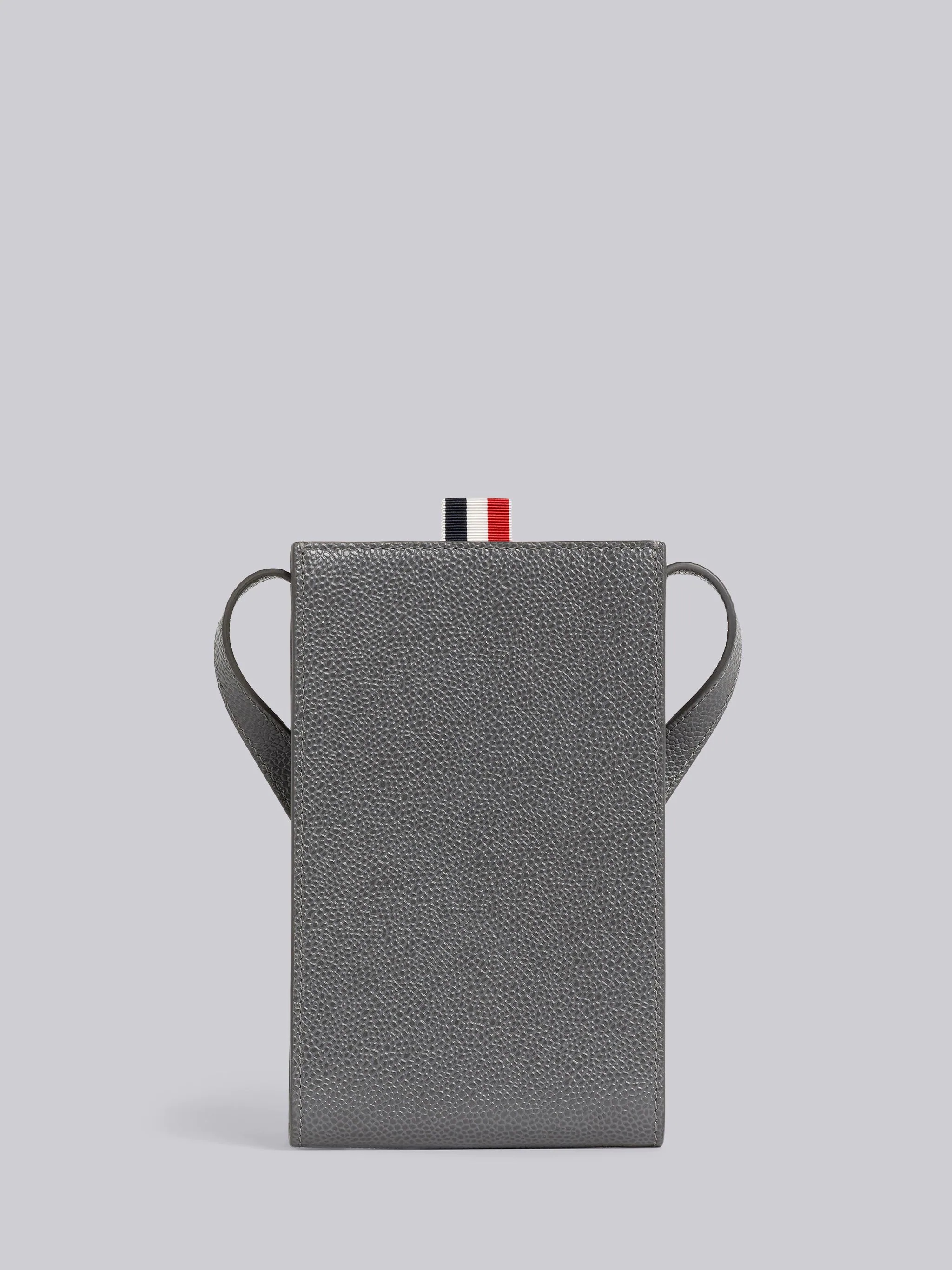 Dark Grey Pebble Grain Leather Kite Applique Crossbody Phone Holder - 3