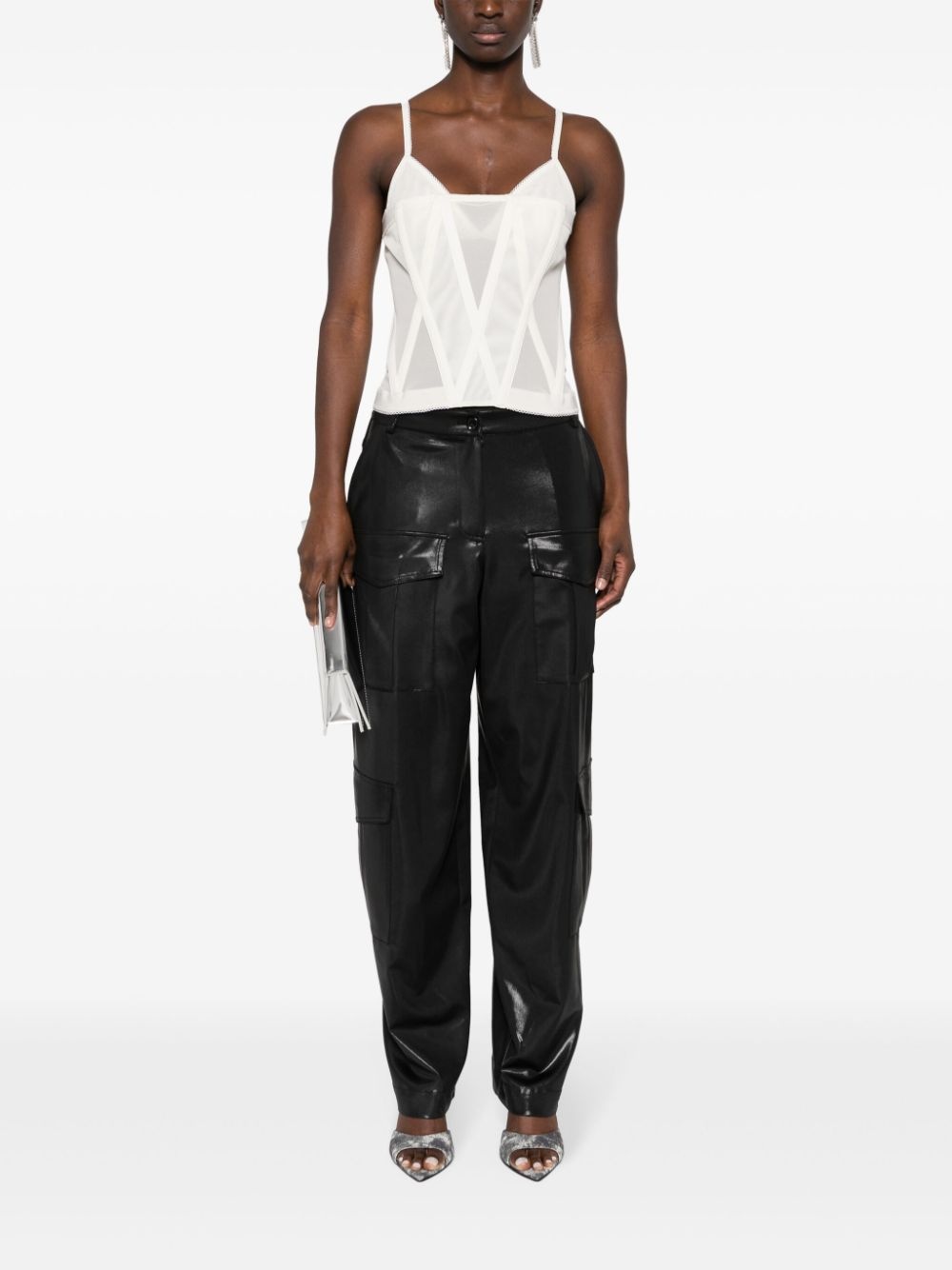 lamÃ© effect cargo pants - 2